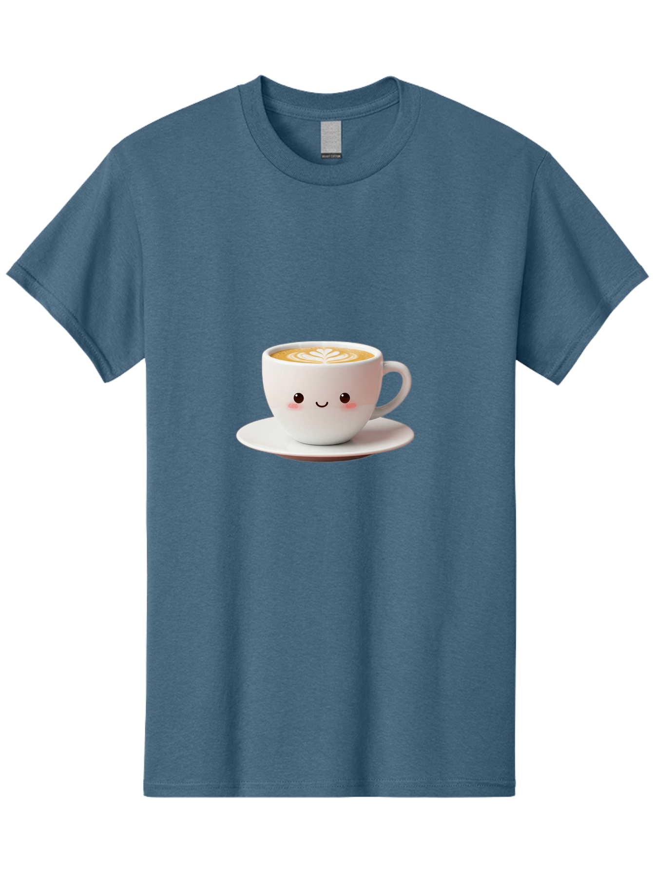 Cappuccino Men'S Graphic Tee, 100% Cotton, Comfortable Casual Summer Wear, Machine Washable, Cute Cartoon Coffee, Latte Art, Happy Face, Coffee Cup, Espresso Drink, Saucer, Adorable Character, Morning Pick-Me-Up, Coffee Break, Bab713