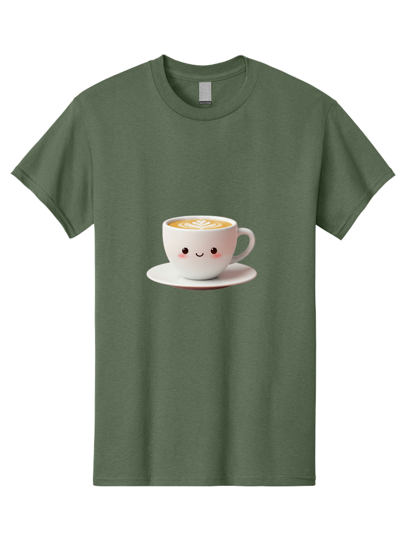 Cappuccino Men'S Graphic Tee, 100% Cotton, Comfortable Casual Summer Wear, Machine Washable, Cute Cartoon Coffee, Latte Art, Happy Face, Coffee Cup, Espresso Drink, Saucer, Adorable Character, Morning Pick-Me-Up, Coffee Break, Bab713