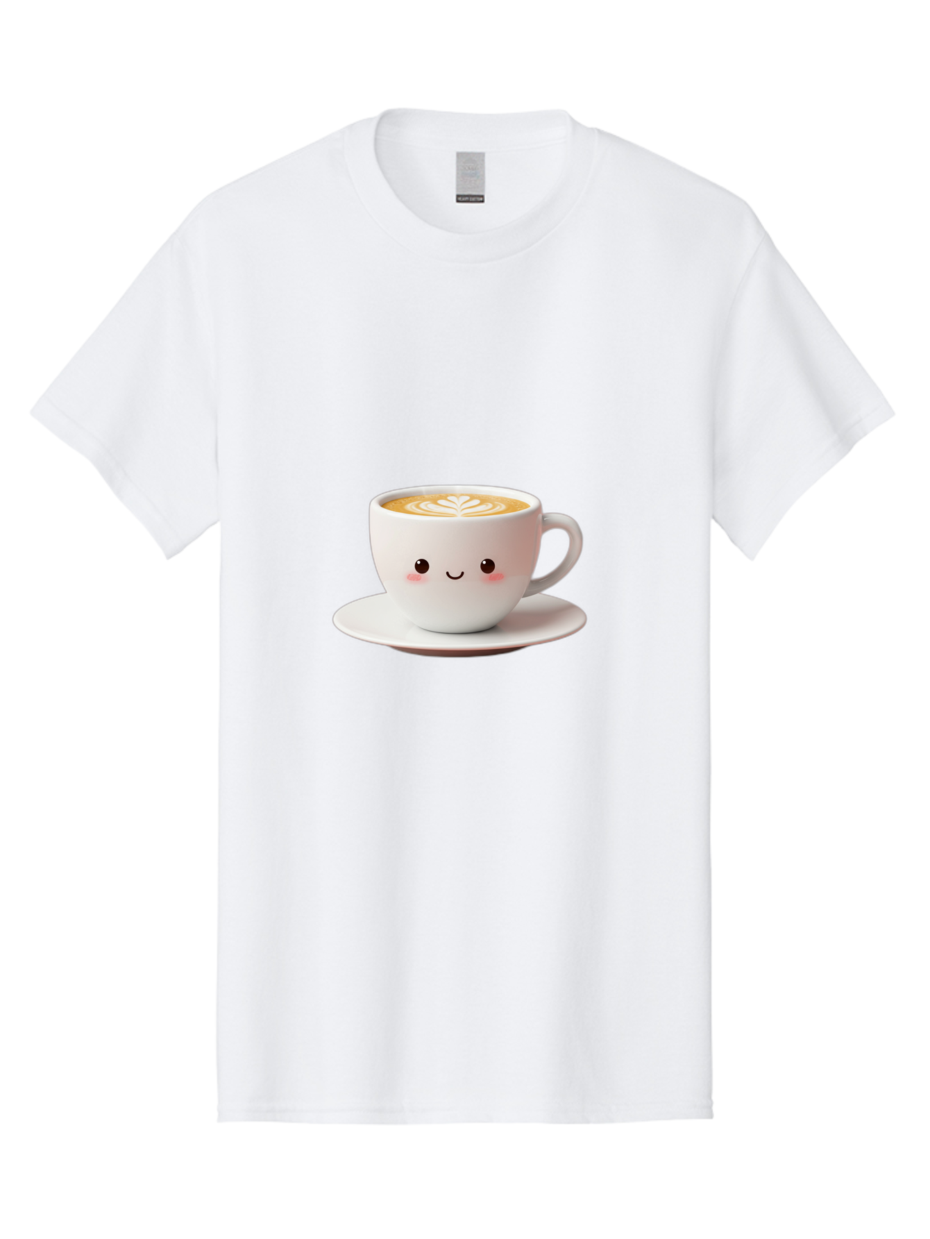 Cappuccino Men'S Graphic Tee, 100% Cotton, Comfortable Casual Summer Wear, Machine Washable, Cute Cartoon Coffee, Latte Art, Happy Face, Coffee Cup, Espresso Drink, Saucer, Adorable Character, Morning Pick-Me-Up, Coffee Break, Bab713