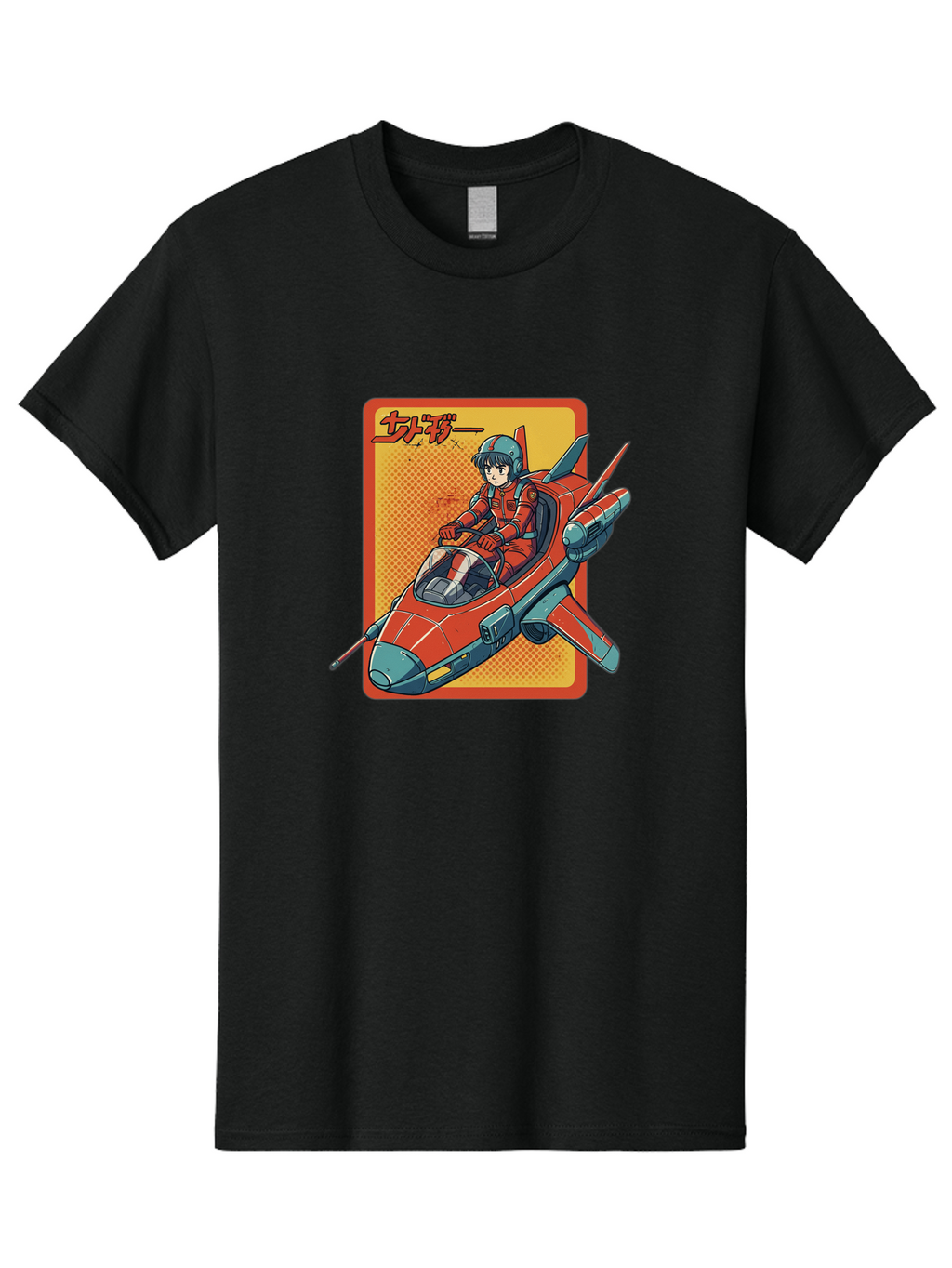 Captain-Tsubasa Men'S Graphic Tee, 100% Cotton, Comfortable Casual Summer Wear, Machine Washable, Anime Style Fighter Jet, Red Jet Aircraft, Japanese Text, Futuristic Pilot, Aviation Art, Cyberpunk, Manga Inspired Bab714