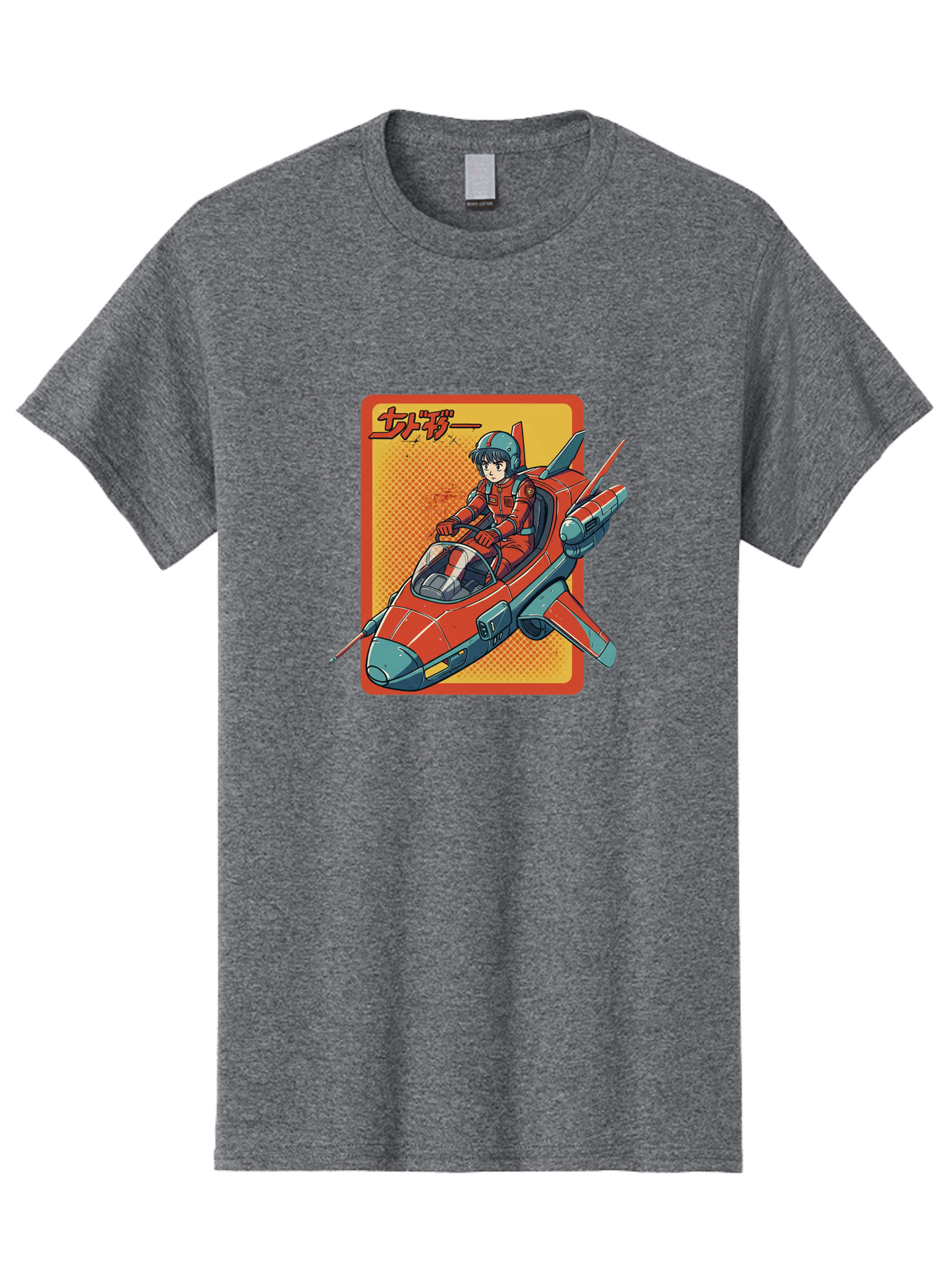 Captain-Tsubasa Men'S Graphic Tee, 100% Cotton, Comfortable Casual Summer Wear, Machine Washable, Anime Style Fighter Jet, Red Jet Aircraft, Japanese Text, Futuristic Pilot, Aviation Art, Cyberpunk, Manga Inspired Bab714