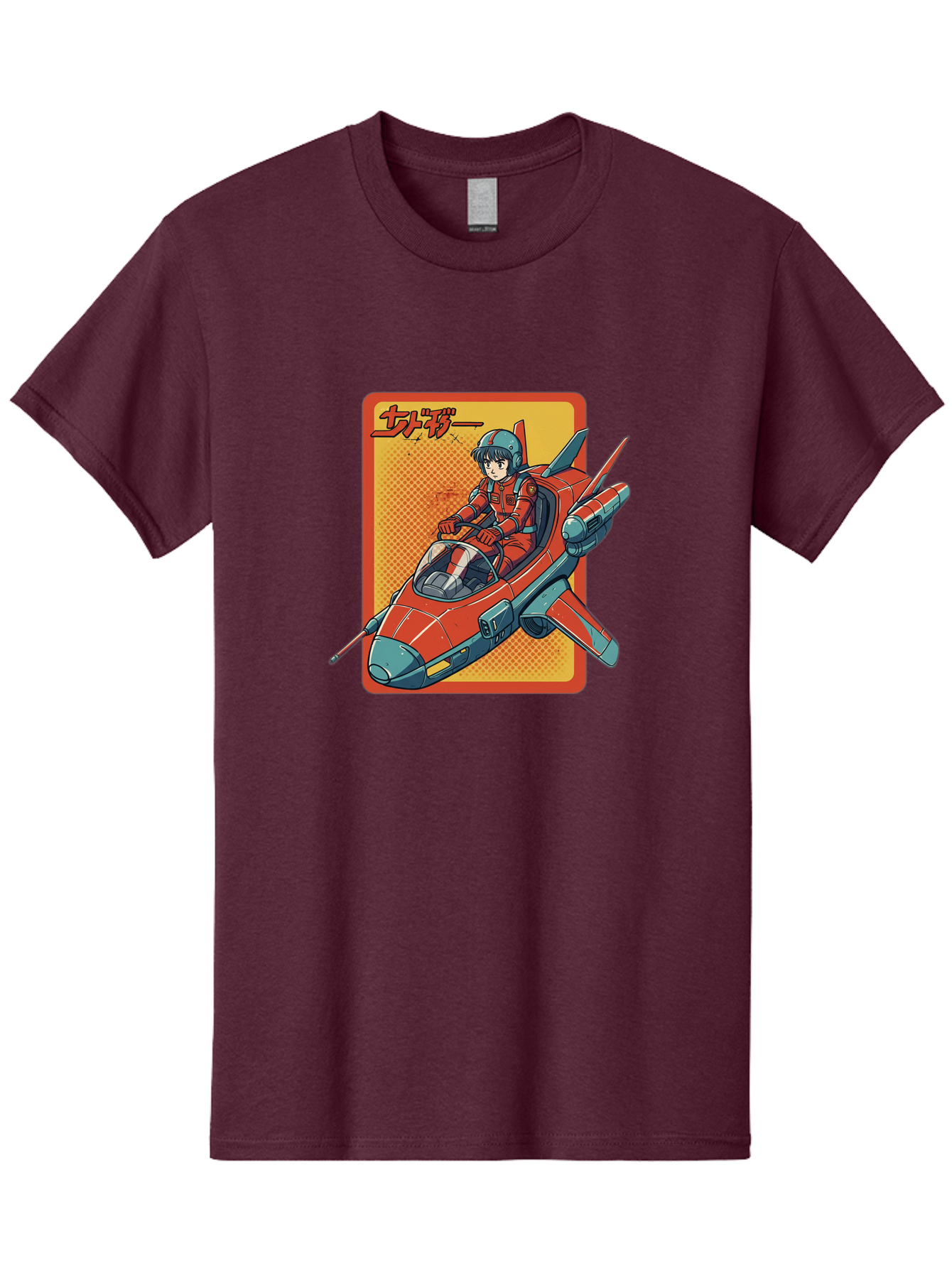 Captain-Tsubasa Men'S Graphic Tee, 100% Cotton, Comfortable Casual Summer Wear, Machine Washable, Anime Style Fighter Jet, Red Jet Aircraft, Japanese Text, Futuristic Pilot, Aviation Art, Cyberpunk, Manga Inspired Bab714