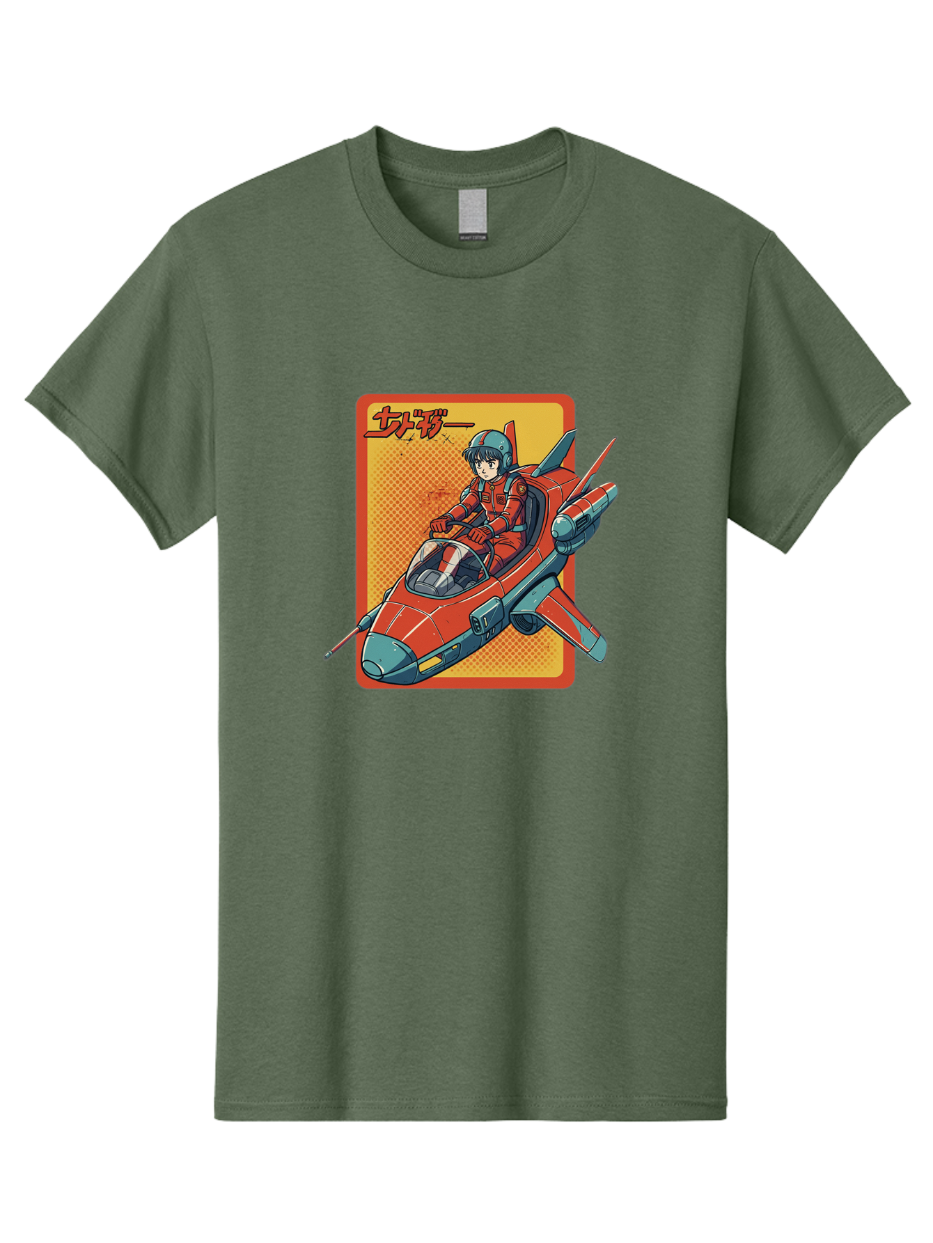Captain-Tsubasa Men'S Graphic Tee, 100% Cotton, Comfortable Casual Summer Wear, Machine Washable, Anime Style Fighter Jet, Red Jet Aircraft, Japanese Text, Futuristic Pilot, Aviation Art, Cyberpunk, Manga Inspired Bab714