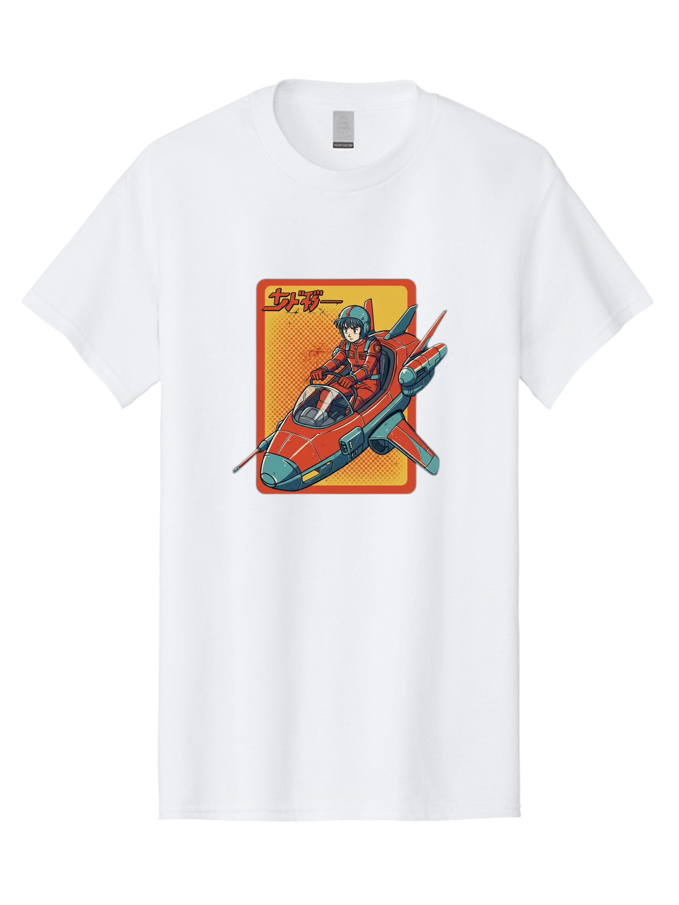 Captain-Tsubasa Men'S Graphic Tee, 100% Cotton, Comfortable Casual Summer Wear, Machine Washable, Anime Style Fighter Jet, Red Jet Aircraft, Japanese Text, Futuristic Pilot, Aviation Art, Cyberpunk, Manga Inspired Bab714