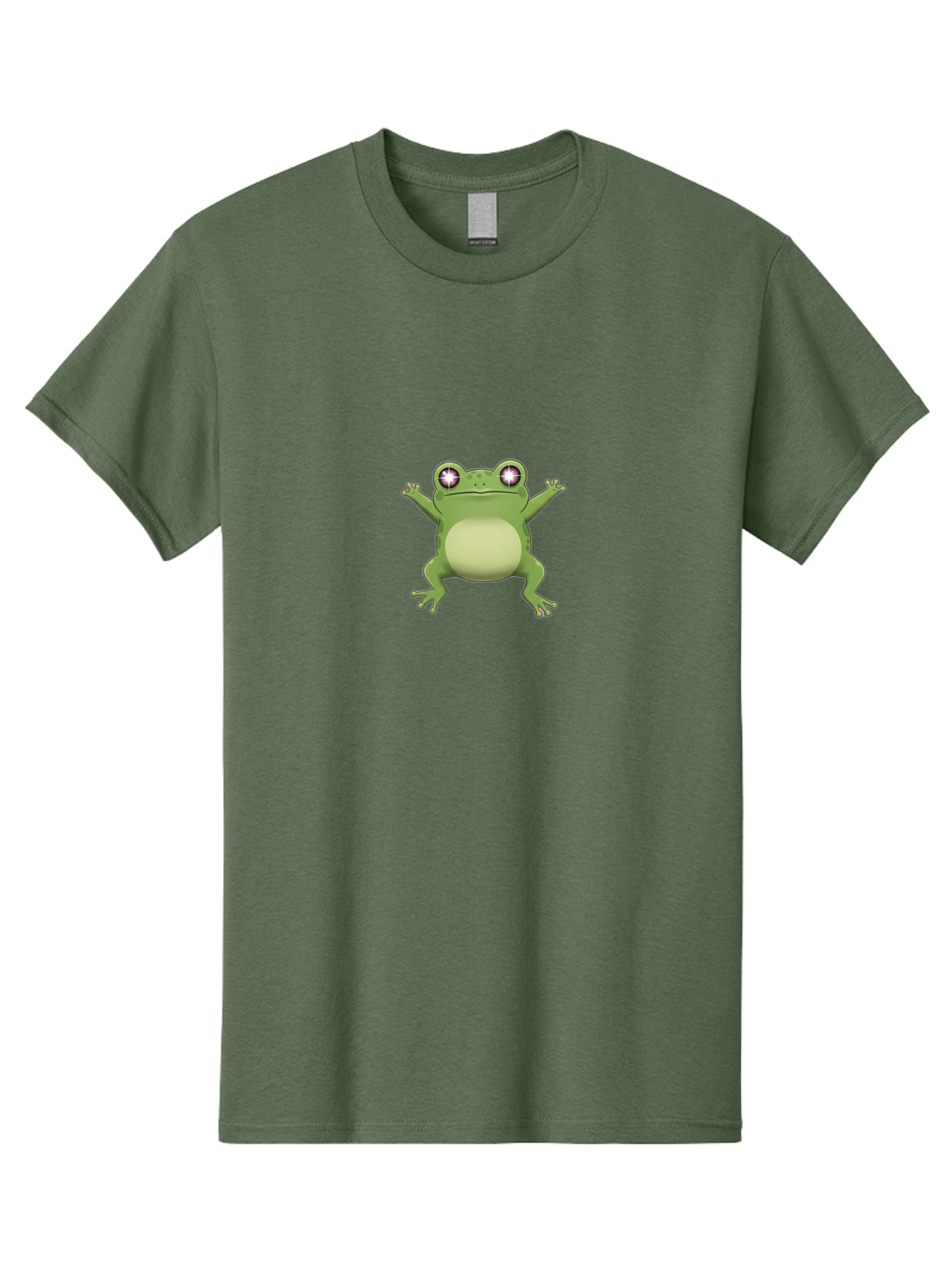 Cartoon-Frog-1 Men'S Graphic Tee, 100% Cotton, Comfortable Casual Summer Wear, Machine Washable, Cartoon Frog, Green Frog, Frog Character, Frog Illustration, Shiny Eyes, Frog Pose, Cute Amphibian, Frog Art, Whimsical Design, Funny Frog, Bab716