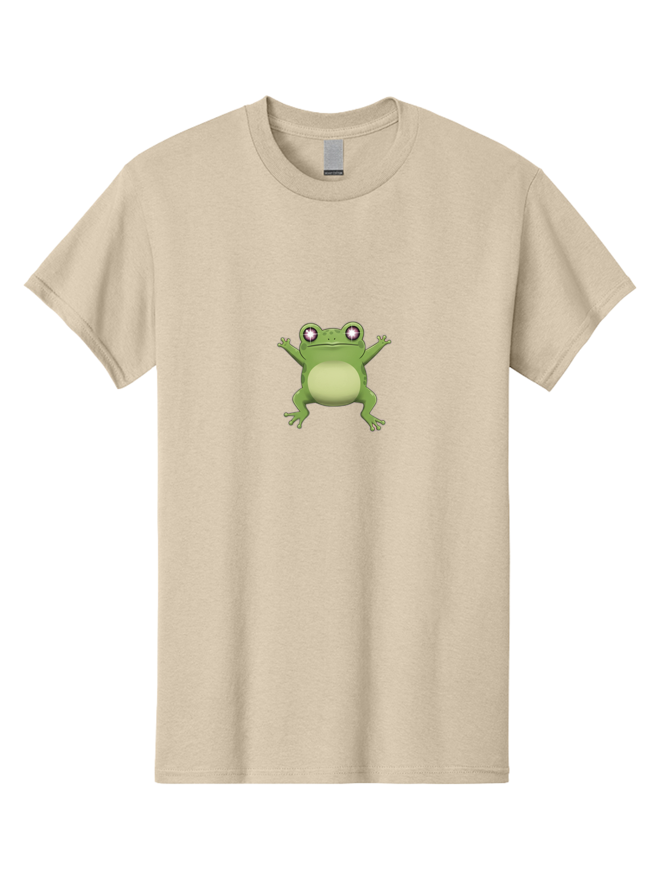 Cartoon-Frog-1 Men'S Graphic Tee, 100% Cotton, Comfortable Casual Summer Wear, Machine Washable, Cartoon Frog, Green Frog, Frog Character, Frog Illustration, Shiny Eyes, Frog Pose, Cute Amphibian, Frog Art, Whimsical Design, Funny Frog, Bab716