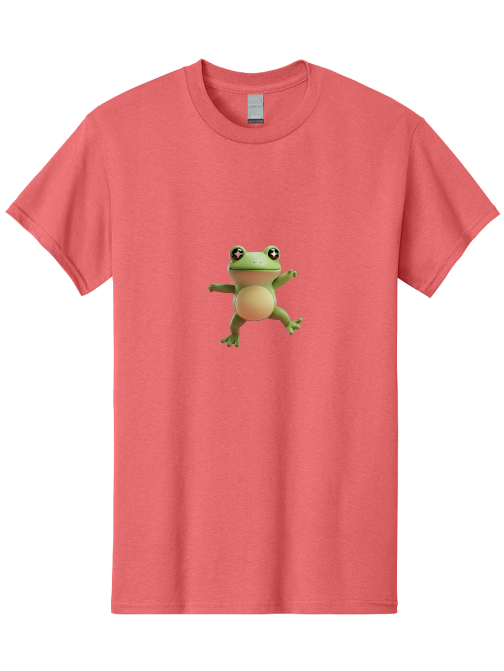 Cartoon-Frog Men'S Graphic Tee, 100% Cotton, Comfortable Casual Summer Wear, Machine Washable, Cartoon Frog, Dancing Frog, Green Frog, Frog With Big Eyes, Star-Eyed Frog, Adorable Amphibian, Funny Animal Character Bab717