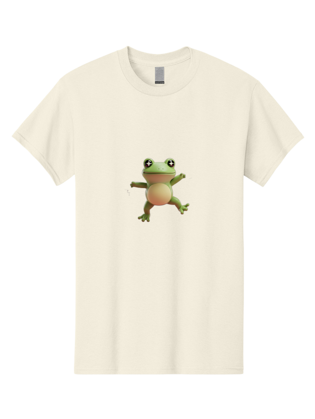 Cartoon-Frog Men'S Graphic Tee, 100% Cotton, Comfortable Casual Summer Wear, Machine Washable, Cartoon Frog, Dancing Frog, Green Frog, Frog With Big Eyes, Star-Eyed Frog, Adorable Amphibian, Funny Animal Character Bab717