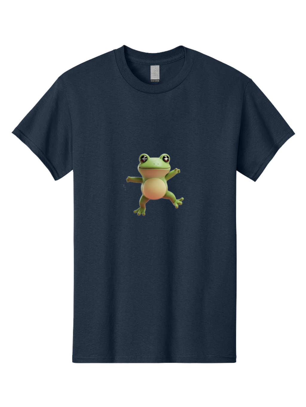 Cartoon-Frog Men'S Graphic Tee, 100% Cotton, Comfortable Casual Summer Wear, Machine Washable, Cartoon Frog, Dancing Frog, Green Frog, Frog With Big Eyes, Star-Eyed Frog, Adorable Amphibian, Funny Animal Character Bab717