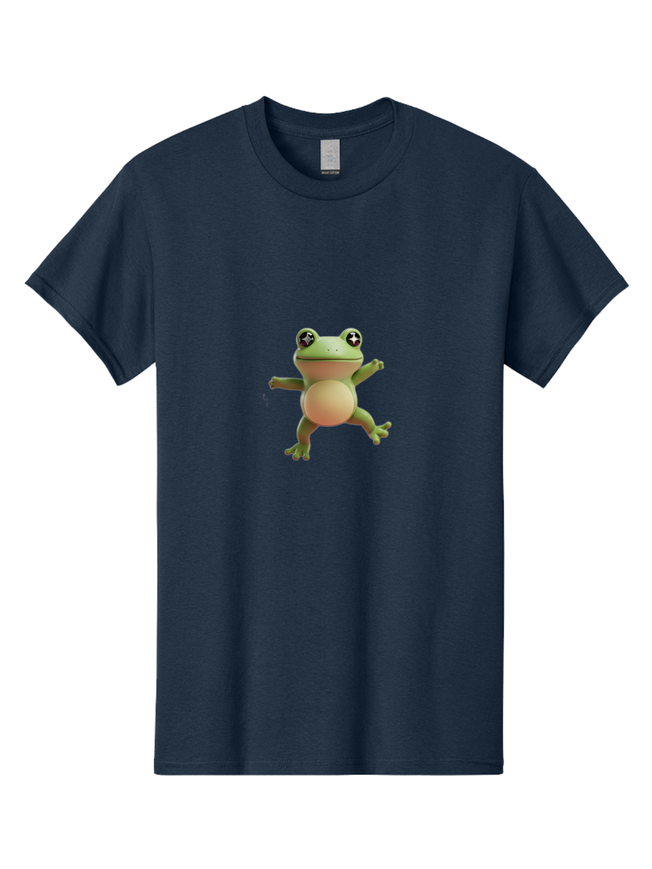 Cartoon-Frog Men'S Graphic Tee, 100% Cotton, Comfortable Casual Summer Wear, Machine Washable, Cartoon Frog, Dancing Frog, Green Frog, Frog With Big Eyes, Star-Eyed Frog, Adorable Amphibian, Funny Animal Character Bab717