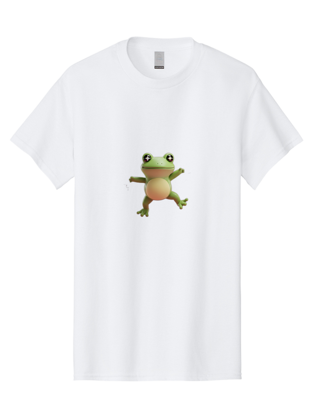 Cartoon-Frog Men'S Graphic Tee, 100% Cotton, Comfortable Casual Summer Wear, Machine Washable, Cartoon Frog, Dancing Frog, Green Frog, Frog With Big Eyes, Star-Eyed Frog, Adorable Amphibian, Funny Animal Character Bab717