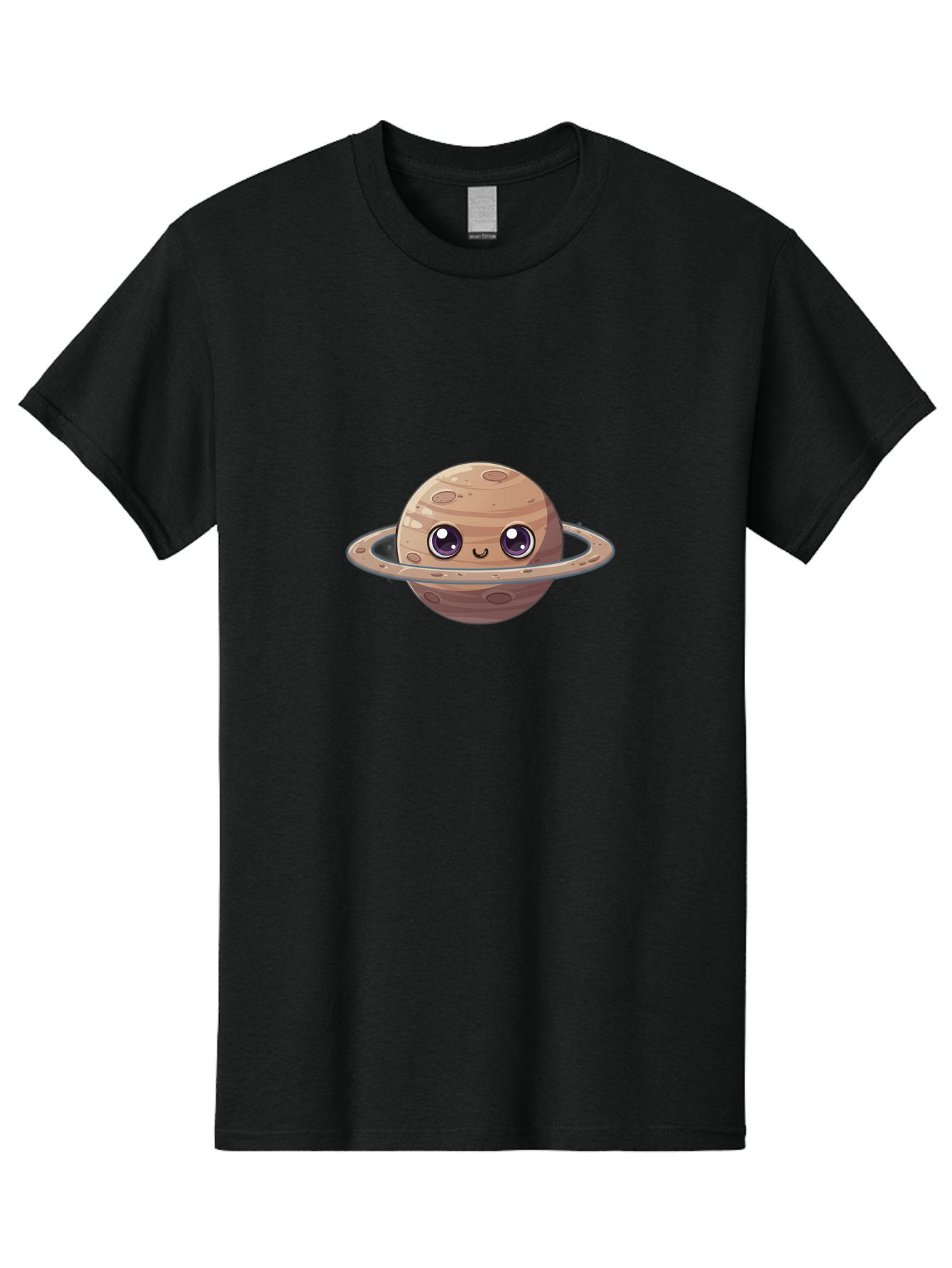 Cartoon-Saturn Men'S Graphic Tee, 100% Cotton, Comfortable Casual Summer Wear, Machine Washable, Cartoon Planet, Smiling Face, Saturn Illustration, Kawaii Art, Cute Character, Planet Character, Ringed Planet, Adorable Design, Fun Illustration Bab719