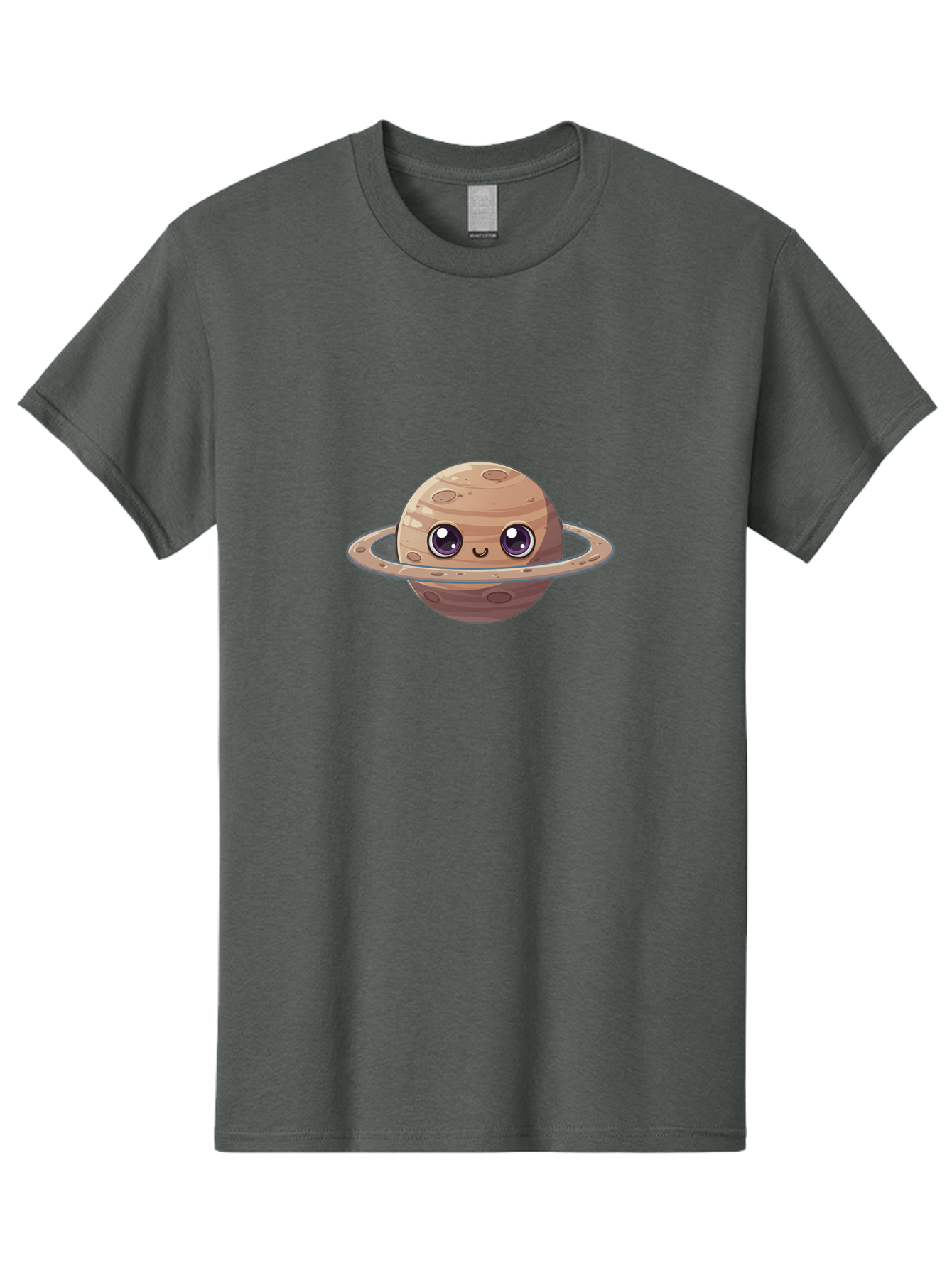 Cartoon-Saturn Men'S Graphic Tee, 100% Cotton, Comfortable Casual Summer Wear, Machine Washable, Cartoon Planet, Smiling Face, Saturn Illustration, Kawaii Art, Cute Character, Planet Character, Ringed Planet, Adorable Design, Fun Illustration Bab719