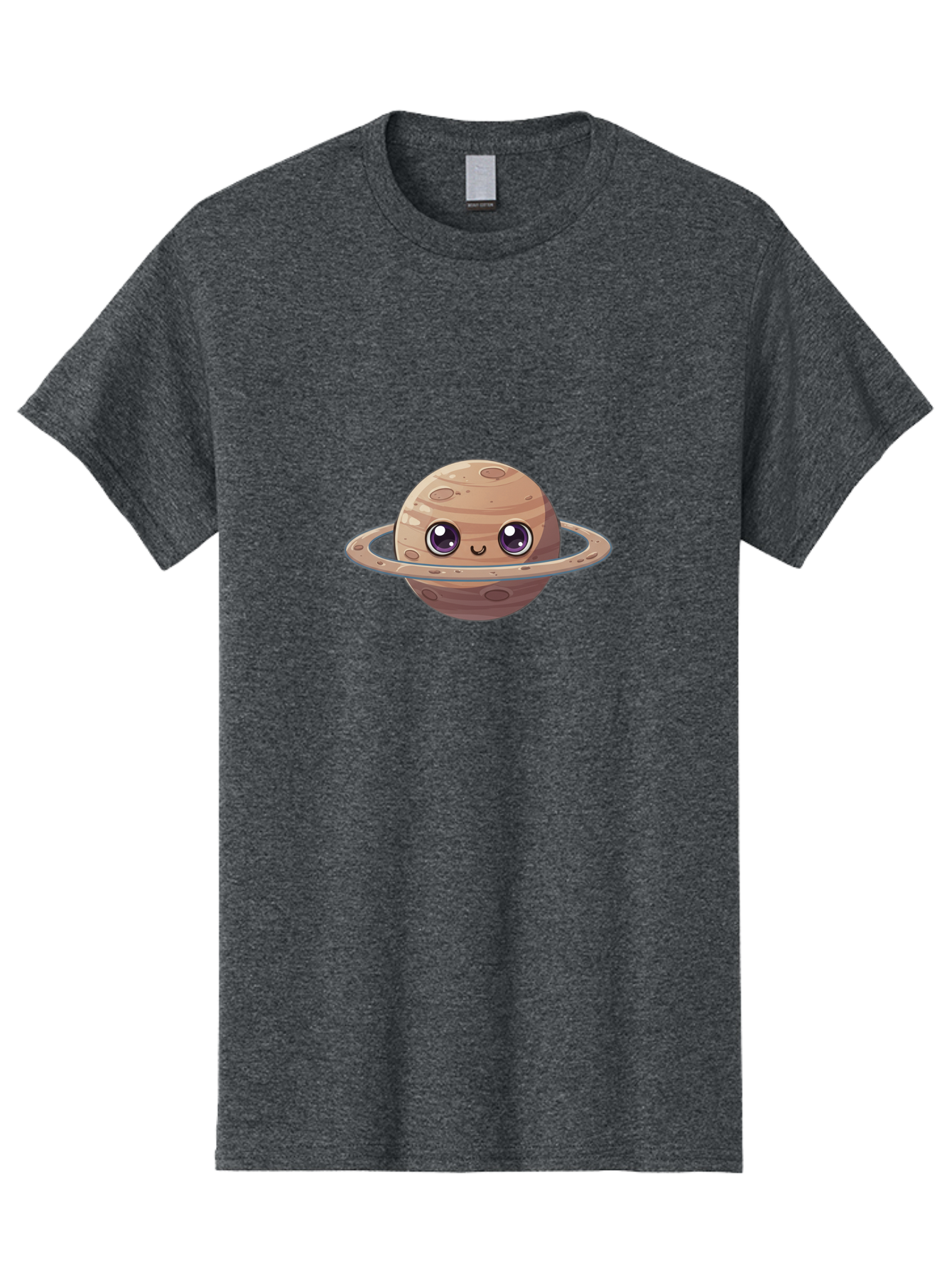 Cartoon-Saturn Men'S Graphic Tee, 100% Cotton, Comfortable Casual Summer Wear, Machine Washable, Cartoon Planet, Smiling Face, Saturn Illustration, Kawaii Art, Cute Character, Planet Character, Ringed Planet, Adorable Design, Fun Illustration Bab719