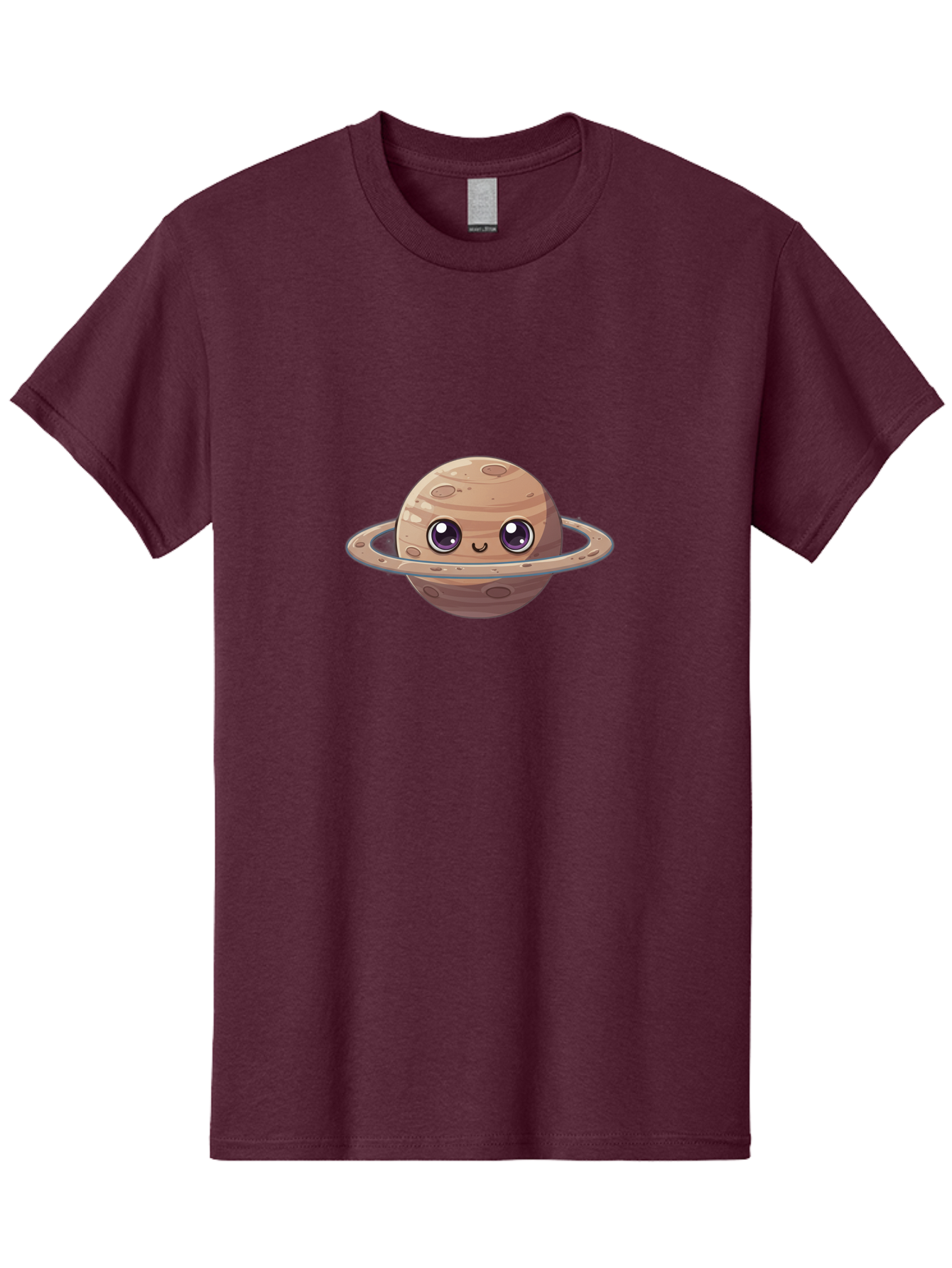 Cartoon-Saturn Men'S Graphic Tee, 100% Cotton, Comfortable Casual Summer Wear, Machine Washable, Cartoon Planet, Smiling Face, Saturn Illustration, Kawaii Art, Cute Character, Planet Character, Ringed Planet, Adorable Design, Fun Illustration Bab719