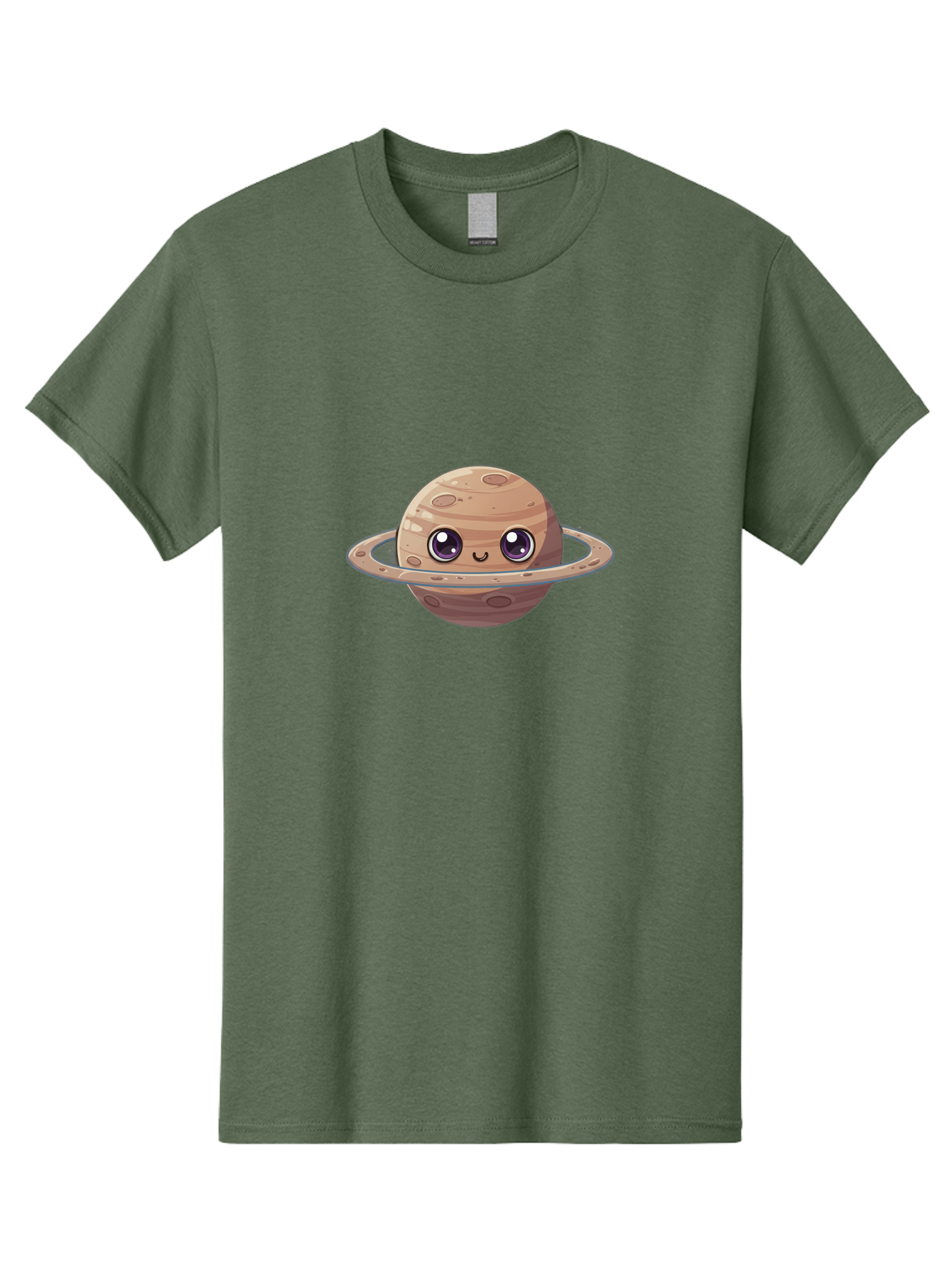 Cartoon-Saturn Men'S Graphic Tee, 100% Cotton, Comfortable Casual Summer Wear, Machine Washable, Cartoon Planet, Smiling Face, Saturn Illustration, Kawaii Art, Cute Character, Planet Character, Ringed Planet, Adorable Design, Fun Illustration Bab719