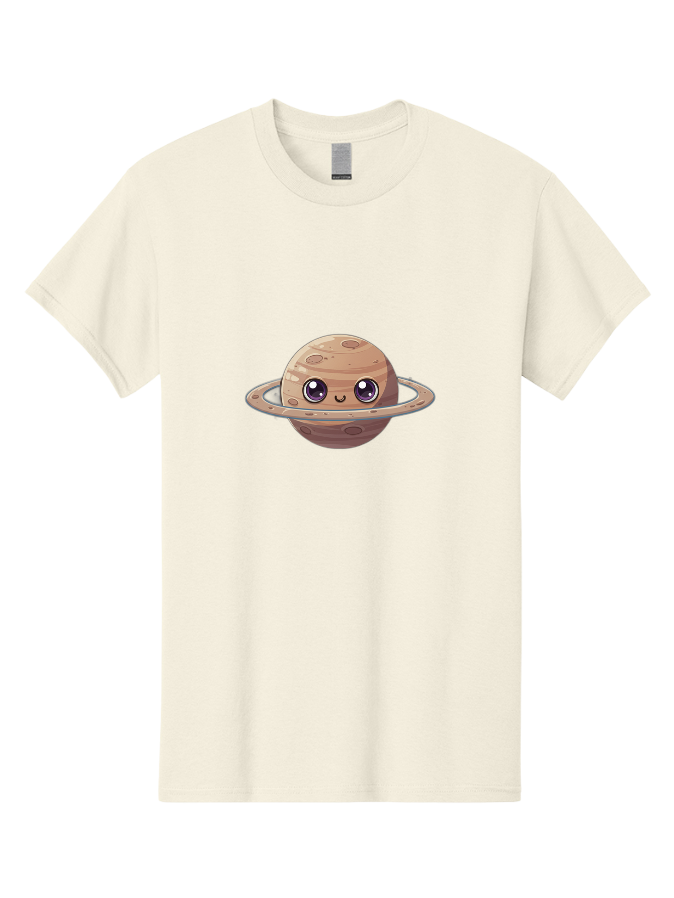 Cartoon-Saturn Men'S Graphic Tee, 100% Cotton, Comfortable Casual Summer Wear, Machine Washable, Cartoon Planet, Smiling Face, Saturn Illustration, Kawaii Art, Cute Character, Planet Character, Ringed Planet, Adorable Design, Fun Illustration Bab719