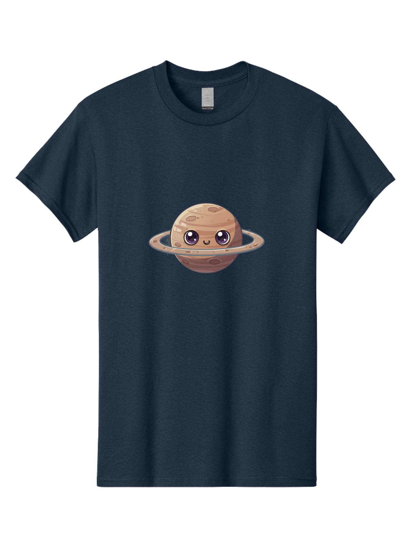 Cartoon-Saturn Men'S Graphic Tee, 100% Cotton, Comfortable Casual Summer Wear, Machine Washable, Cartoon Planet, Smiling Face, Saturn Illustration, Kawaii Art, Cute Character, Planet Character, Ringed Planet, Adorable Design, Fun Illustration Bab719