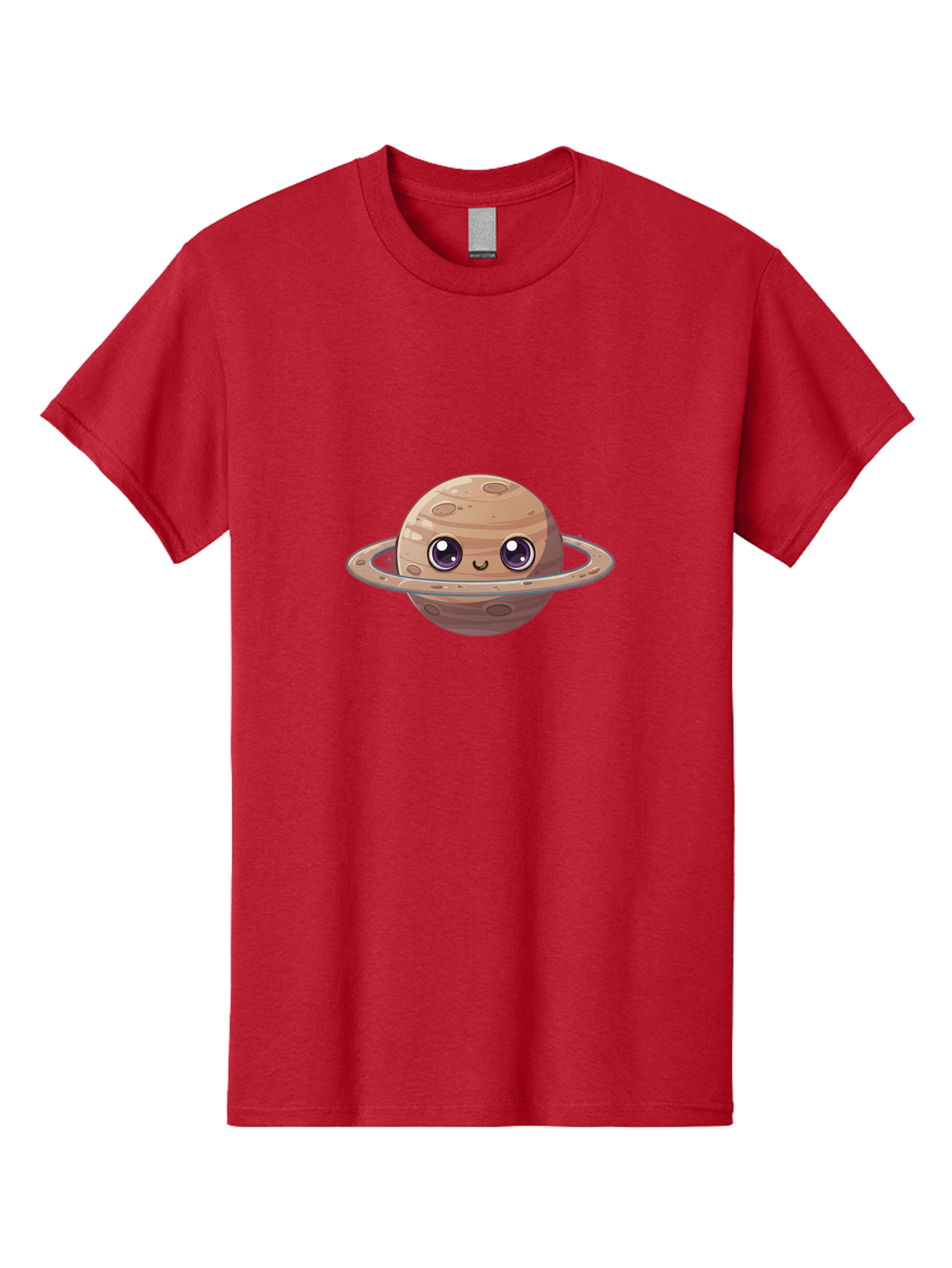 Cartoon-Saturn Men'S Graphic Tee, 100% Cotton, Comfortable Casual Summer Wear, Machine Washable, Cartoon Planet, Smiling Face, Saturn Illustration, Kawaii Art, Cute Character, Planet Character, Ringed Planet, Adorable Design, Fun Illustration Bab719