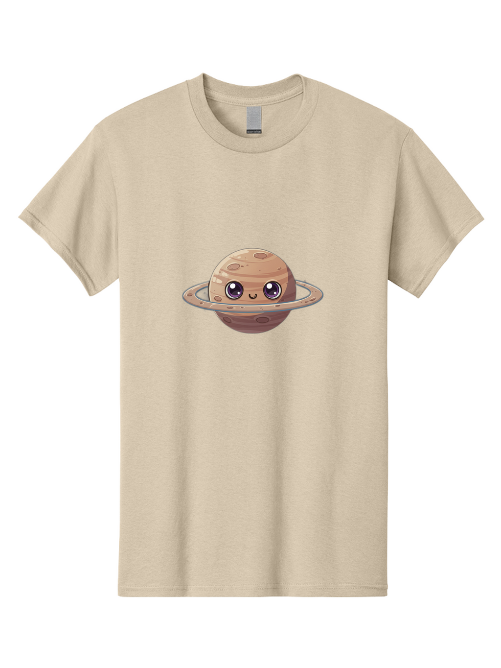 Cartoon-Saturn Men'S Graphic Tee, 100% Cotton, Comfortable Casual Summer Wear, Machine Washable, Cartoon Planet, Smiling Face, Saturn Illustration, Kawaii Art, Cute Character, Planet Character, Ringed Planet, Adorable Design, Fun Illustration Bab719