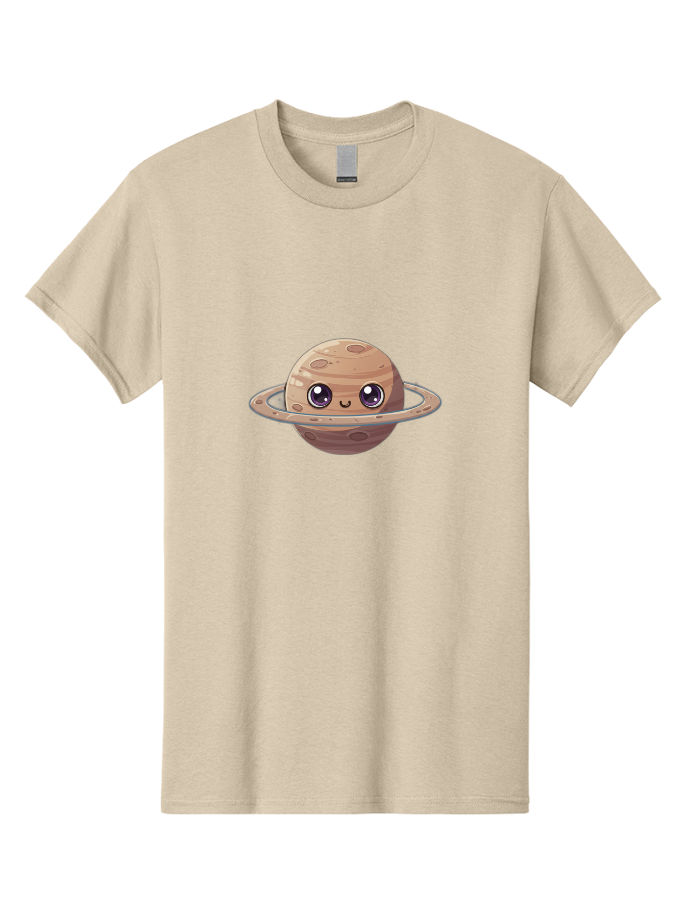 Cartoon-Saturn Men'S Graphic Tee, 100% Cotton, Comfortable Casual Summer Wear, Machine Washable, Cartoon Planet, Smiling Face, Saturn Illustration, Kawaii Art, Cute Character, Planet Character, Ringed Planet, Adorable Design, Fun Illustration Bab719