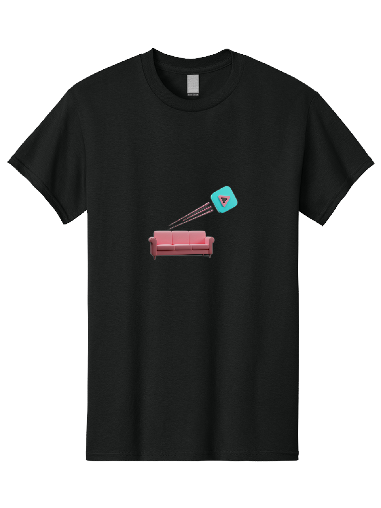Chamos Men'S Graphic Tee, 100% Cotton, Comfortable Casual Summer Wear, Machine Washable, Pink Sofa, Chatroulette Logo, Blue Icon, Pink Triangle, Three-Dimensional Lines, Modern Design, Social Media, Online Chat, User Interface Bab723