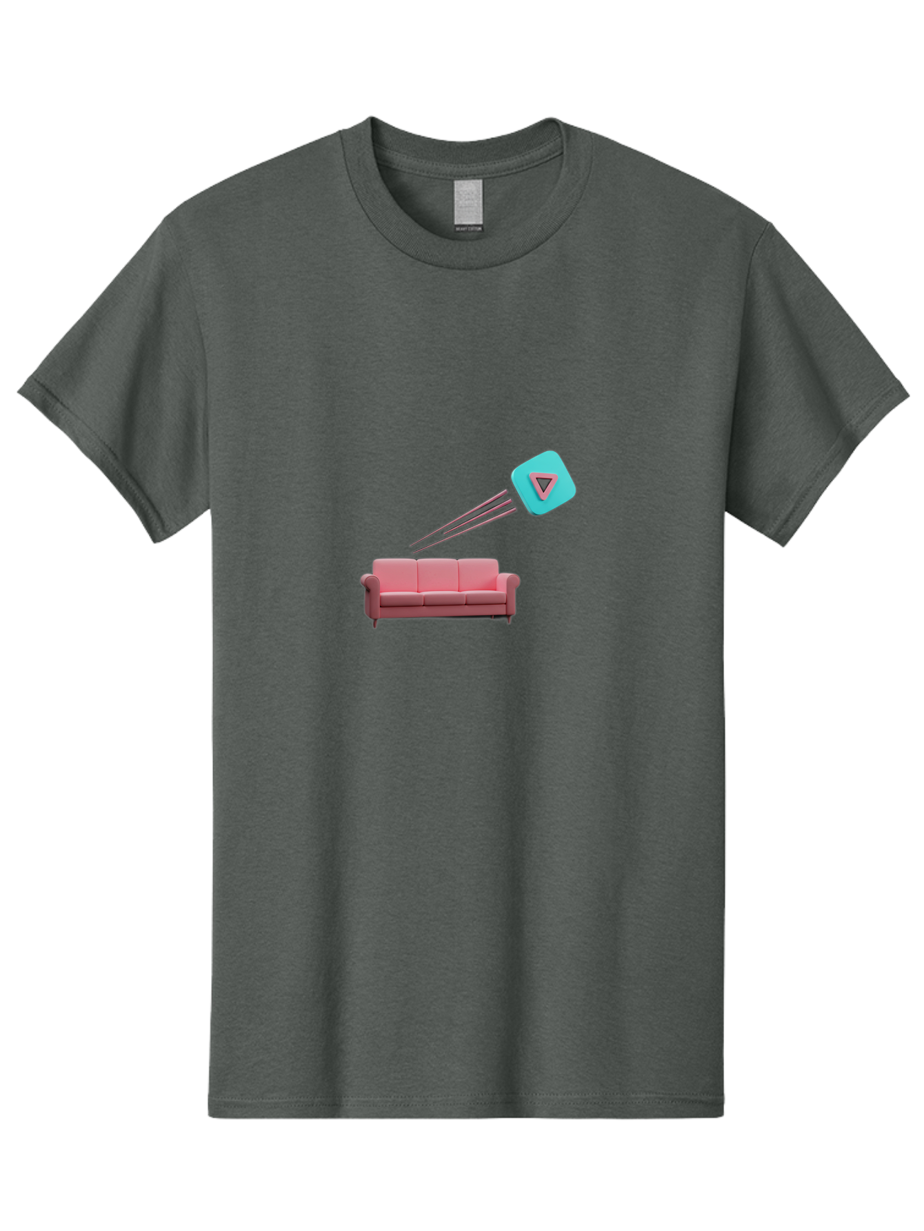 Chamos Men'S Graphic Tee, 100% Cotton, Comfortable Casual Summer Wear, Machine Washable, Pink Sofa, Chatroulette Logo, Blue Icon, Pink Triangle, Three-Dimensional Lines, Modern Design, Social Media, Online Chat, User Interface Bab723