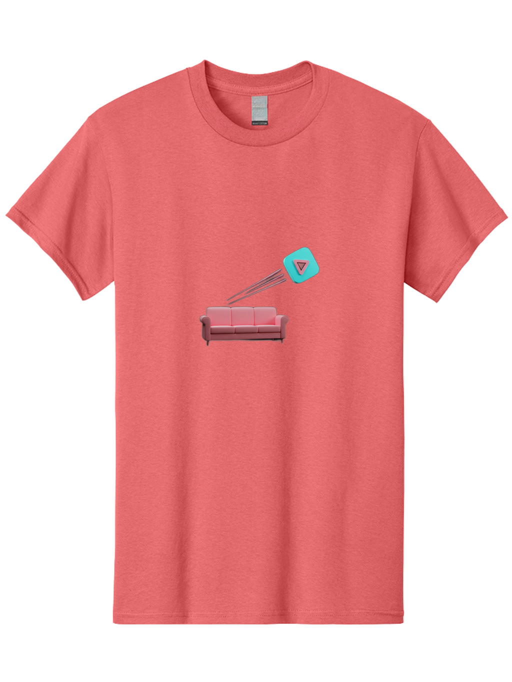 Chamos Men'S Graphic Tee, 100% Cotton, Comfortable Casual Summer Wear, Machine Washable, Pink Sofa, Chatroulette Logo, Blue Icon, Pink Triangle, Three-Dimensional Lines, Modern Design, Social Media, Online Chat, User Interface Bab723