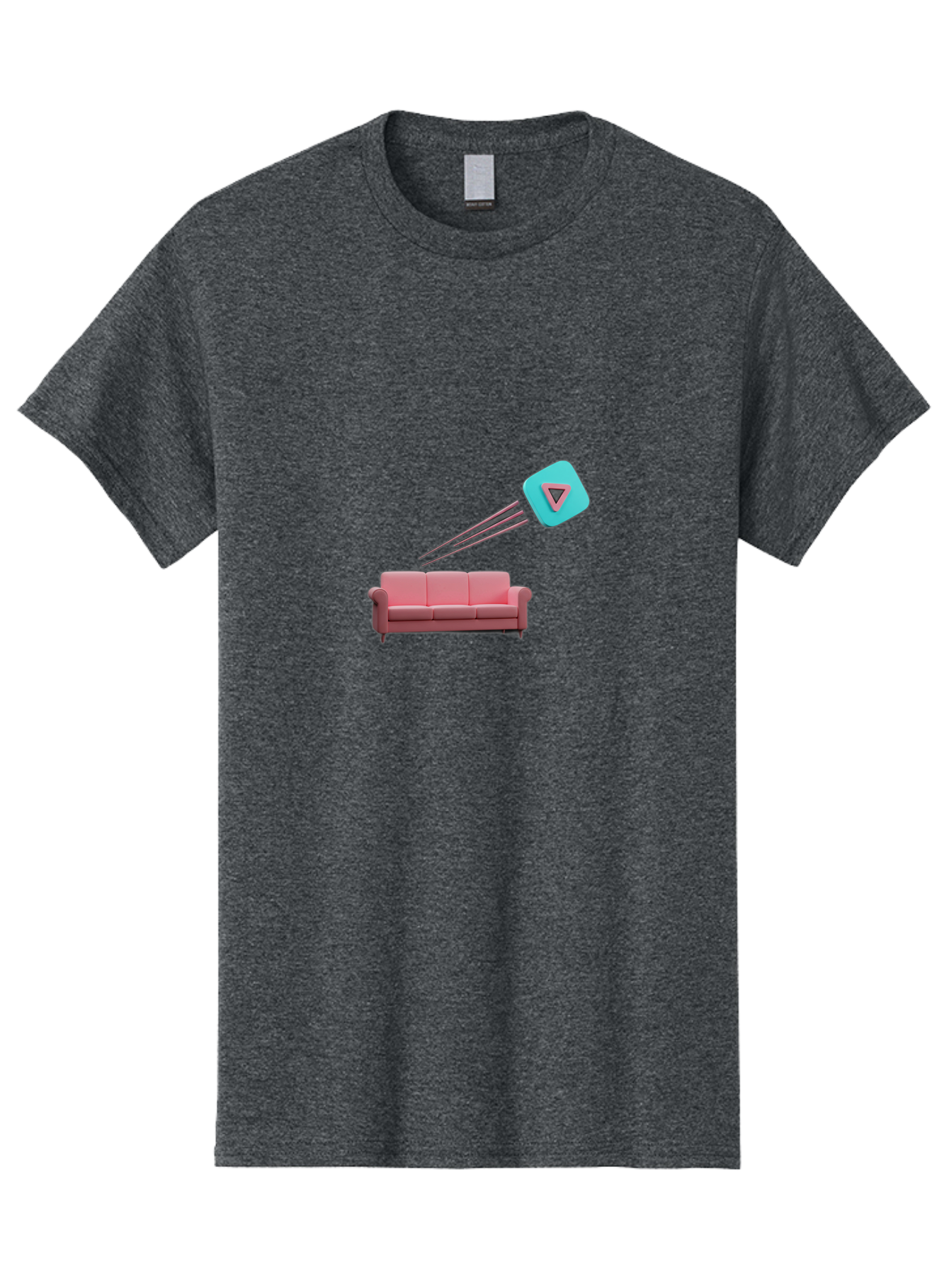 Chamos Men'S Graphic Tee, 100% Cotton, Comfortable Casual Summer Wear, Machine Washable, Pink Sofa, Chatroulette Logo, Blue Icon, Pink Triangle, Three-Dimensional Lines, Modern Design, Social Media, Online Chat, User Interface Bab723