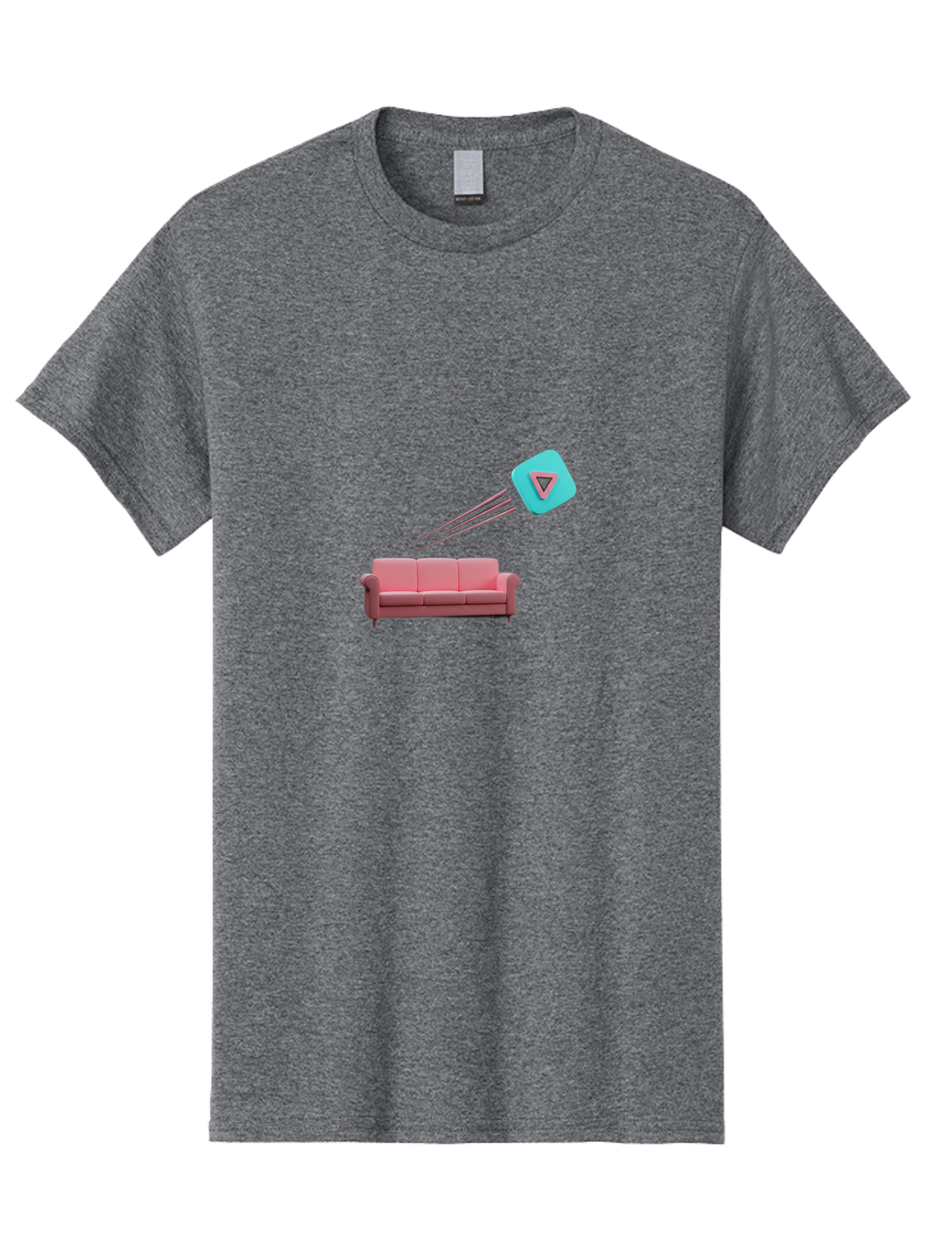 Chamos Men'S Graphic Tee, 100% Cotton, Comfortable Casual Summer Wear, Machine Washable, Pink Sofa, Chatroulette Logo, Blue Icon, Pink Triangle, Three-Dimensional Lines, Modern Design, Social Media, Online Chat, User Interface Bab723