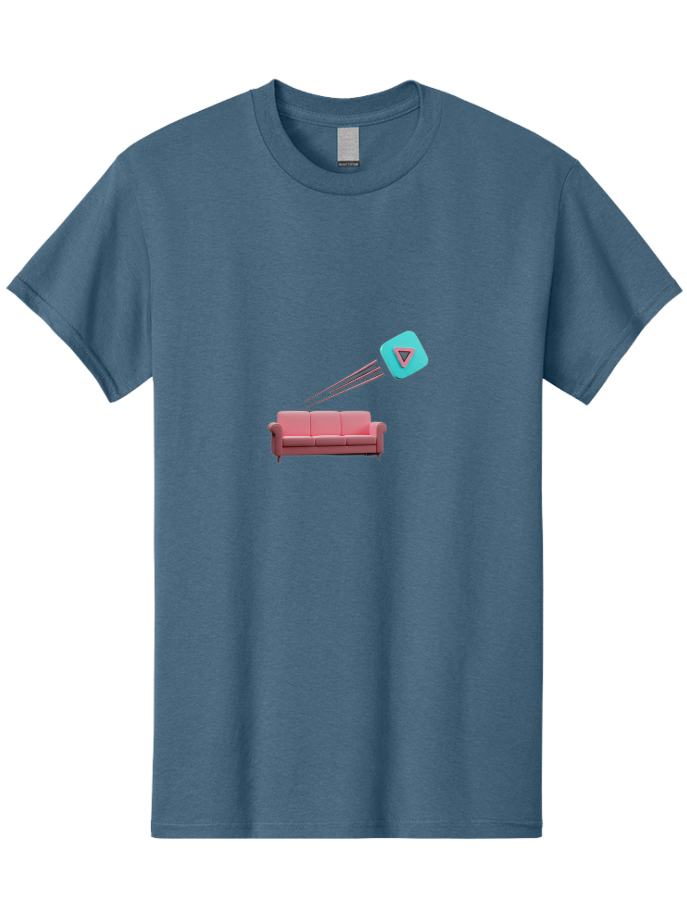 Chamos Men'S Graphic Tee, 100% Cotton, Comfortable Casual Summer Wear, Machine Washable, Pink Sofa, Chatroulette Logo, Blue Icon, Pink Triangle, Three-Dimensional Lines, Modern Design, Social Media, Online Chat, User Interface Bab723