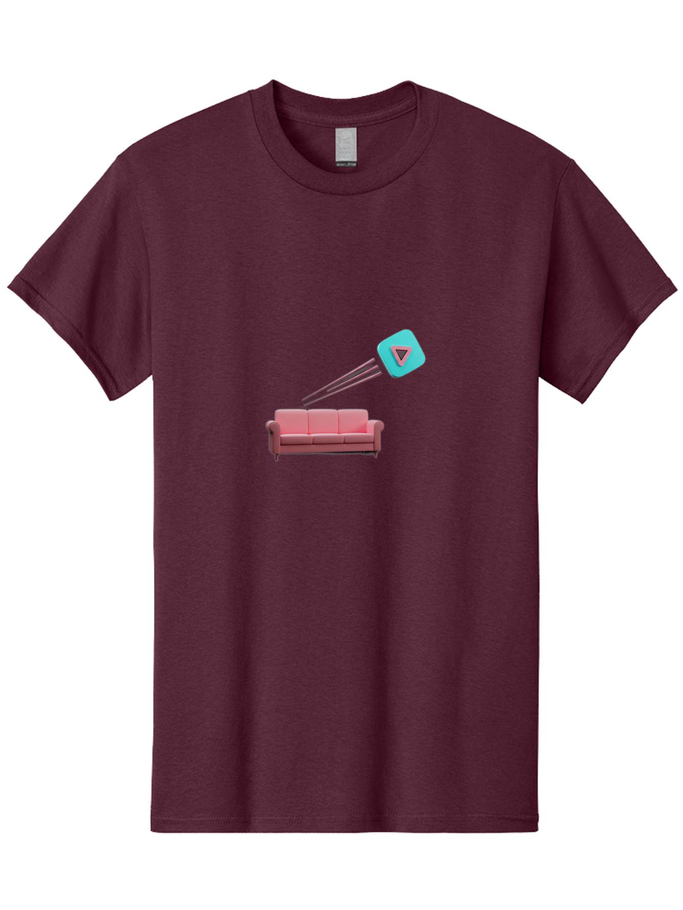 Chamos Men'S Graphic Tee, 100% Cotton, Comfortable Casual Summer Wear, Machine Washable, Pink Sofa, Chatroulette Logo, Blue Icon, Pink Triangle, Three-Dimensional Lines, Modern Design, Social Media, Online Chat, User Interface Bab723