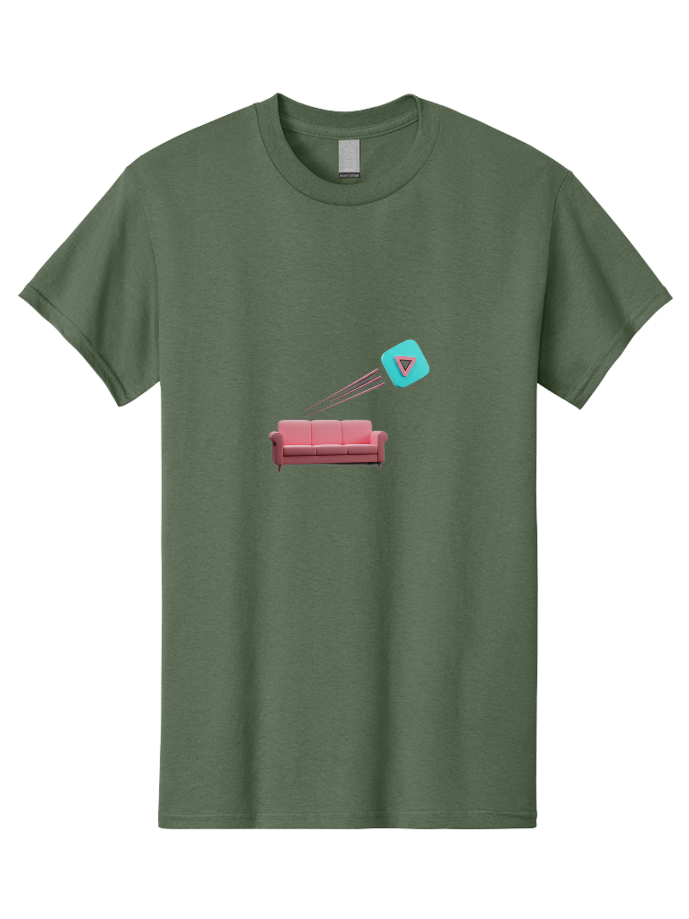 Chamos Men'S Graphic Tee, 100% Cotton, Comfortable Casual Summer Wear, Machine Washable, Pink Sofa, Chatroulette Logo, Blue Icon, Pink Triangle, Three-Dimensional Lines, Modern Design, Social Media, Online Chat, User Interface Bab723