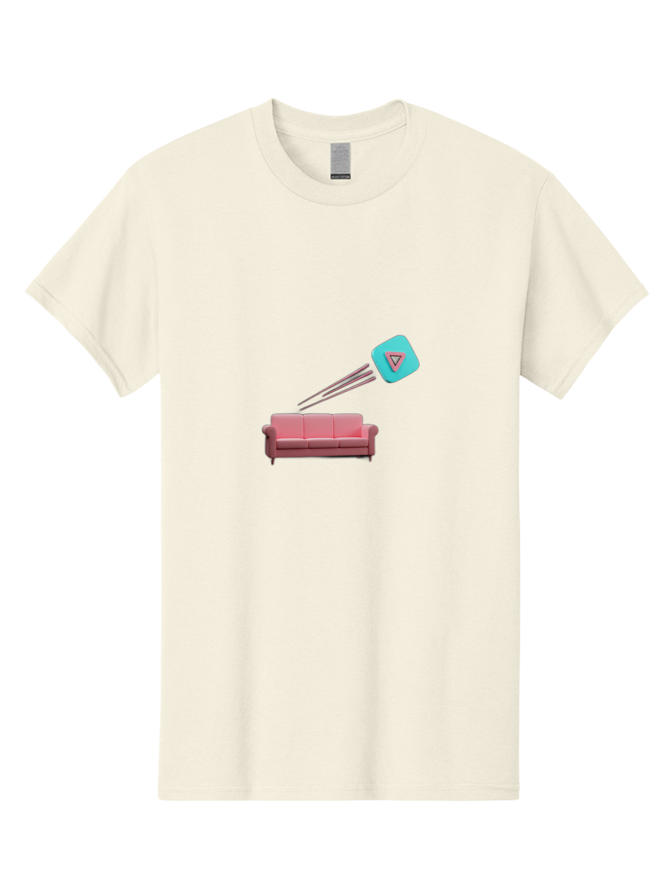 Chamos Men'S Graphic Tee, 100% Cotton, Comfortable Casual Summer Wear, Machine Washable, Pink Sofa, Chatroulette Logo, Blue Icon, Pink Triangle, Three-Dimensional Lines, Modern Design, Social Media, Online Chat, User Interface Bab723