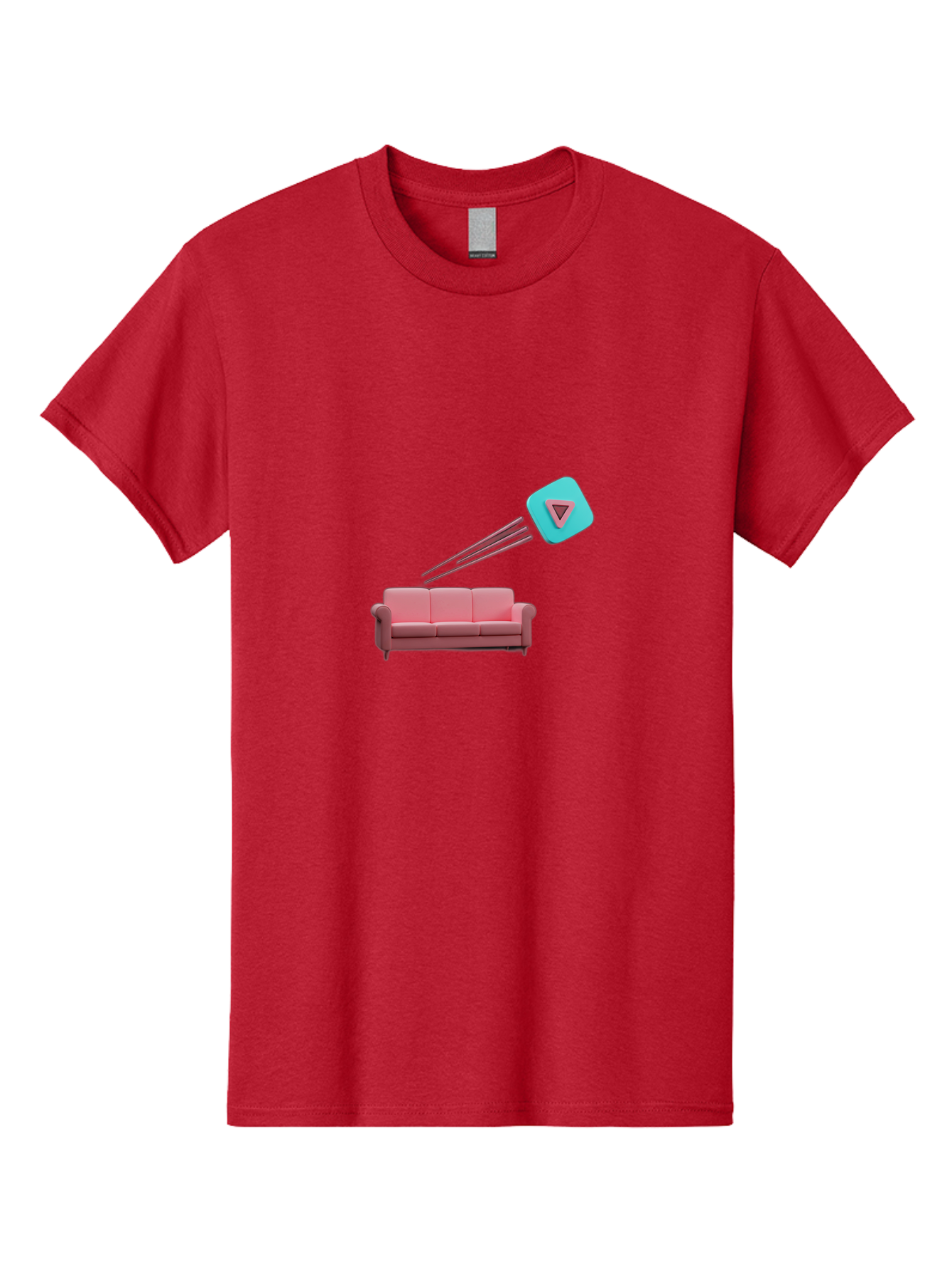 Chamos Men'S Graphic Tee, 100% Cotton, Comfortable Casual Summer Wear, Machine Washable, Pink Sofa, Chatroulette Logo, Blue Icon, Pink Triangle, Three-Dimensional Lines, Modern Design, Social Media, Online Chat, User Interface Bab723
