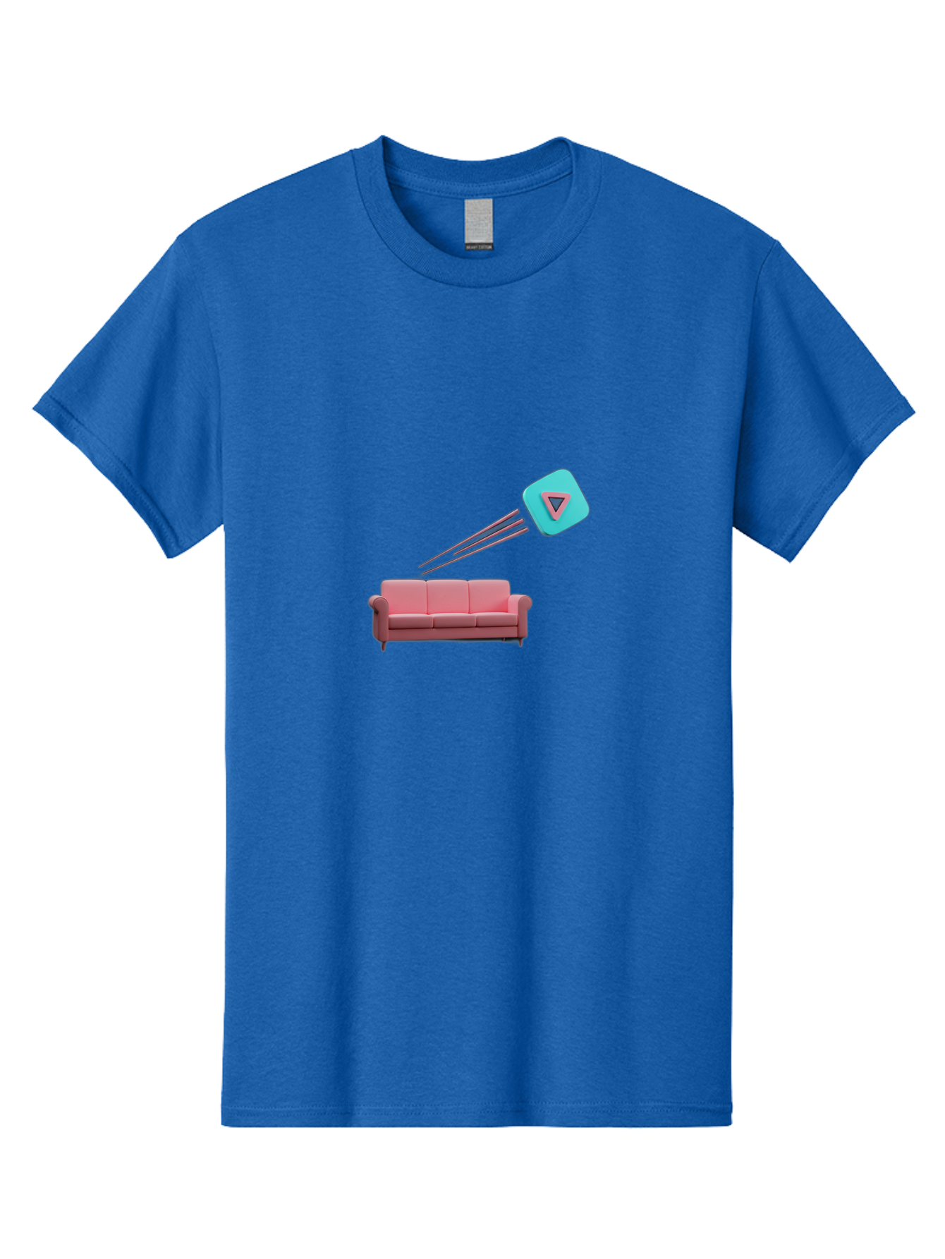 Chamos Men'S Graphic Tee, 100% Cotton, Comfortable Casual Summer Wear, Machine Washable, Pink Sofa, Chatroulette Logo, Blue Icon, Pink Triangle, Three-Dimensional Lines, Modern Design, Social Media, Online Chat, User Interface Bab723