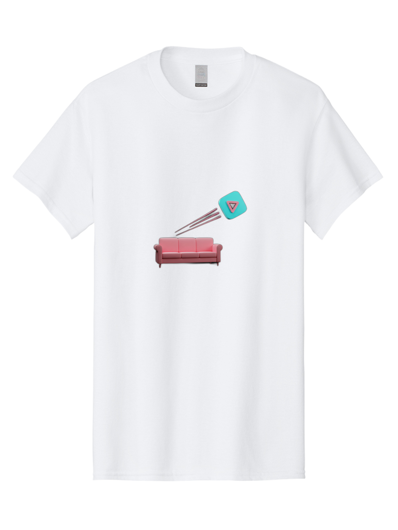 Chamos Men'S Graphic Tee, 100% Cotton, Comfortable Casual Summer Wear, Machine Washable, Pink Sofa, Chatroulette Logo, Blue Icon, Pink Triangle, Three-Dimensional Lines, Modern Design, Social Media, Online Chat, User Interface Bab723