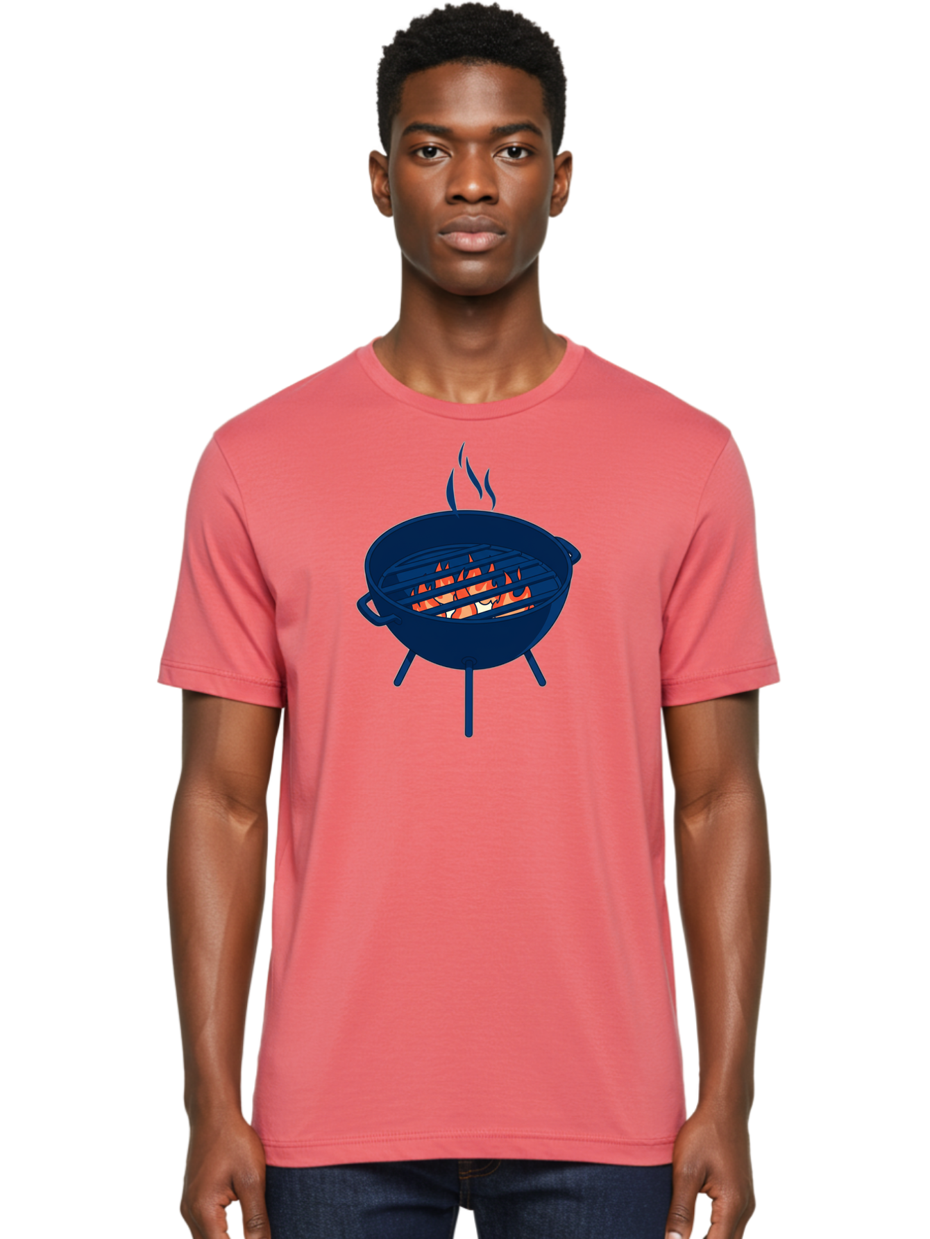 Charcoal-Grill-1 Men'S Graphic Tee, 100% Cotton, Comfortable Casual Summer Wear, Machine Washable, Barbecue Grill, Grilling Food, Outdoor Cooking, Fiery Coals, Sizzling Meat, Barbecue Season, Summertime Fun, Grilling Outdoors, Grill Marks Bab724