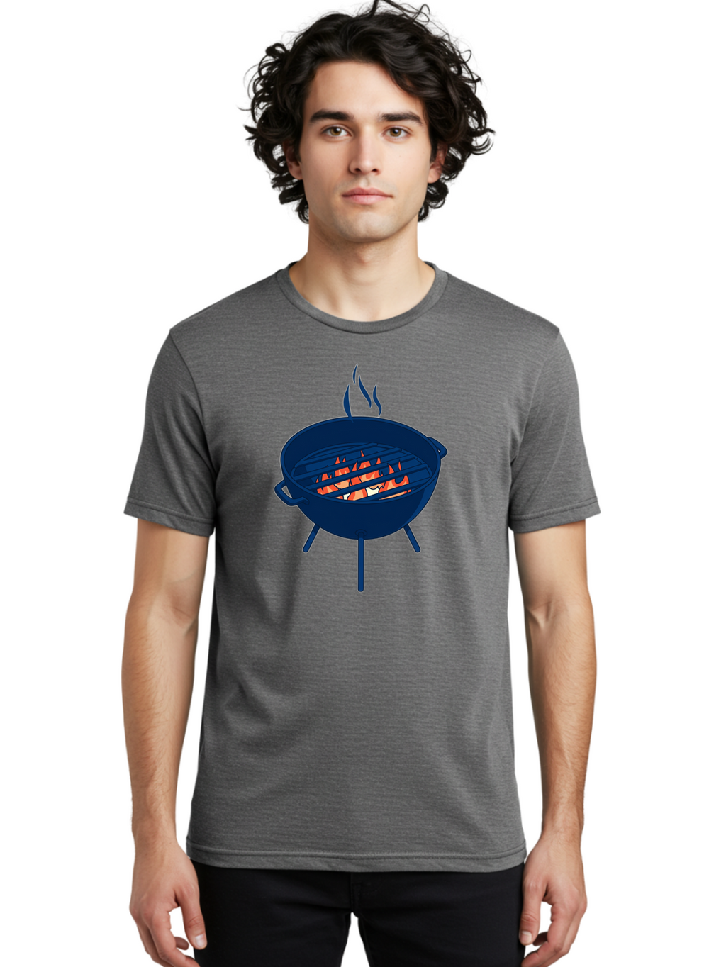 Charcoal-Grill-1 Men'S Graphic Tee, 100% Cotton, Comfortable Casual Summer Wear, Machine Washable, Barbecue Grill, Grilling Food, Outdoor Cooking, Fiery Coals, Sizzling Meat, Barbecue Season, Summertime Fun, Grilling Outdoors, Grill Marks Bab724