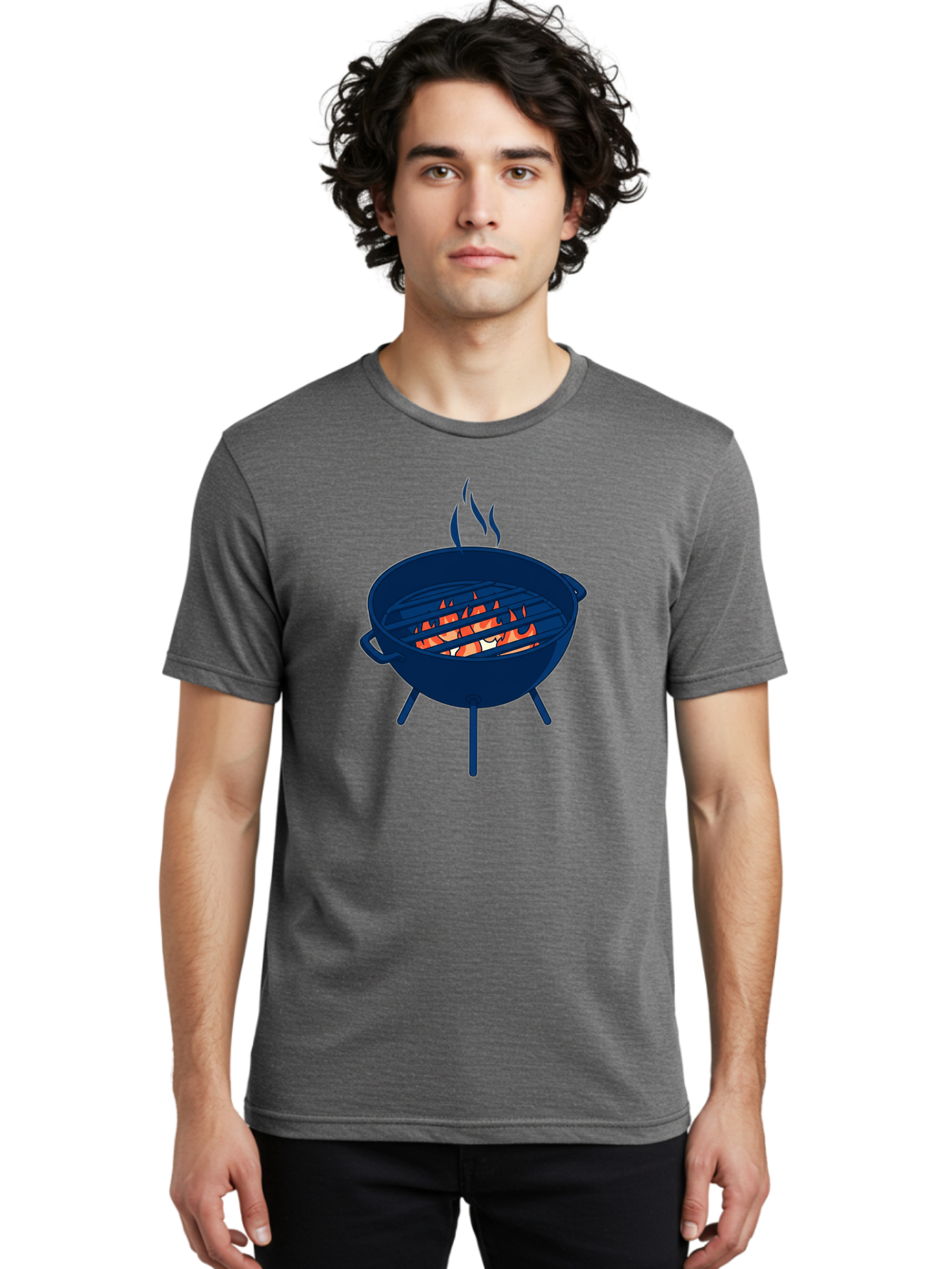 Charcoal-Grill-1 Men'S Graphic Tee, 100% Cotton, Comfortable Casual Summer Wear, Machine Washable, Barbecue Grill, Grilling Food, Outdoor Cooking, Fiery Coals, Sizzling Meat, Barbecue Season, Summertime Fun, Grilling Outdoors, Grill Marks Bab724