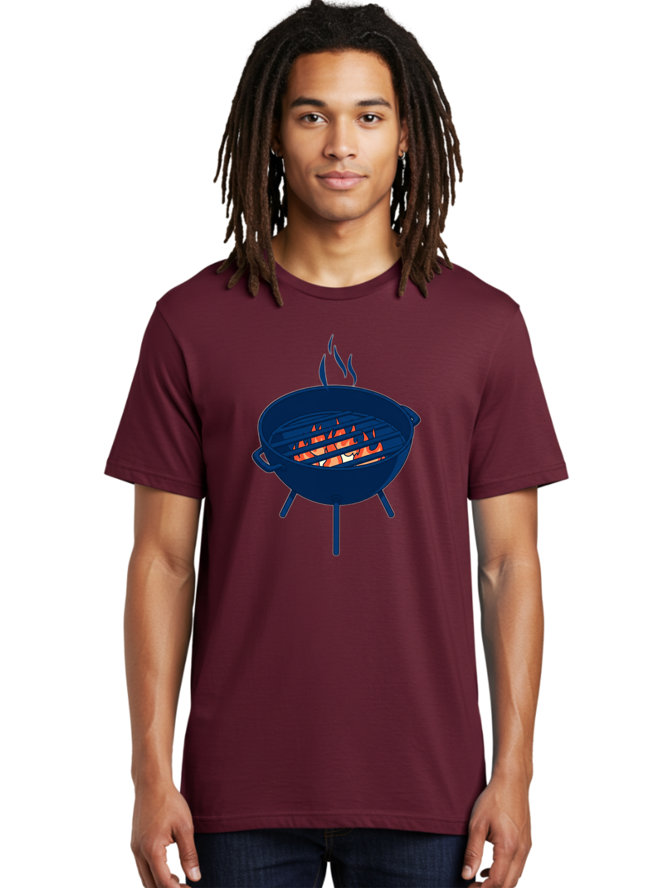 Charcoal-Grill-1 Men'S Graphic Tee, 100% Cotton, Comfortable Casual Summer Wear, Machine Washable, Barbecue Grill, Grilling Food, Outdoor Cooking, Fiery Coals, Sizzling Meat, Barbecue Season, Summertime Fun, Grilling Outdoors, Grill Marks Bab724