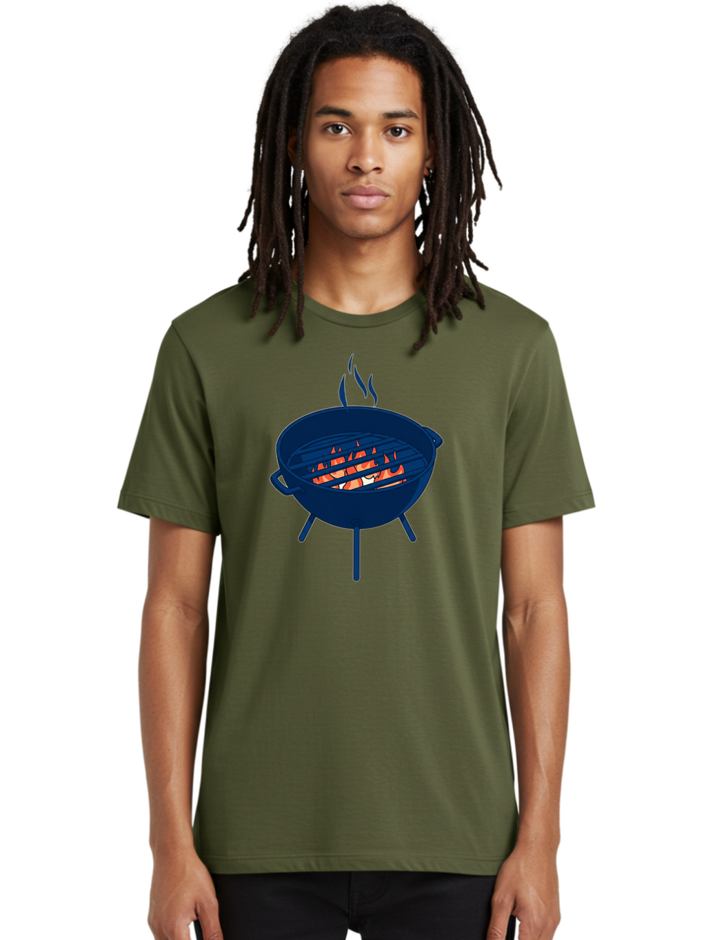 Charcoal-Grill-1 Men'S Graphic Tee, 100% Cotton, Comfortable Casual Summer Wear, Machine Washable, Barbecue Grill, Grilling Food, Outdoor Cooking, Fiery Coals, Sizzling Meat, Barbecue Season, Summertime Fun, Grilling Outdoors, Grill Marks Bab724