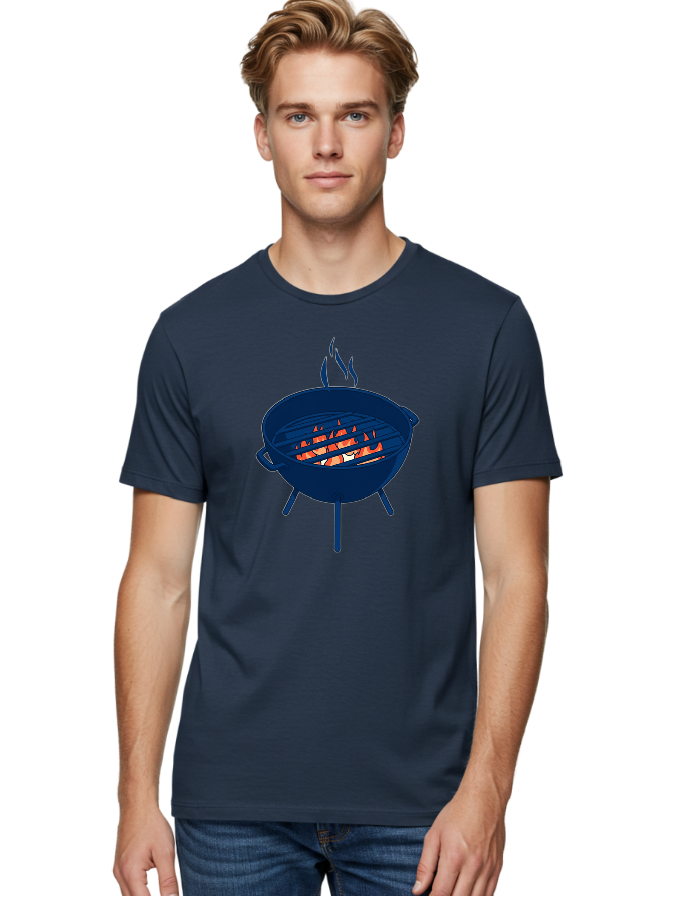 Charcoal-Grill-1 Men'S Graphic Tee, 100% Cotton, Comfortable Casual Summer Wear, Machine Washable, Barbecue Grill, Grilling Food, Outdoor Cooking, Fiery Coals, Sizzling Meat, Barbecue Season, Summertime Fun, Grilling Outdoors, Grill Marks Bab724
