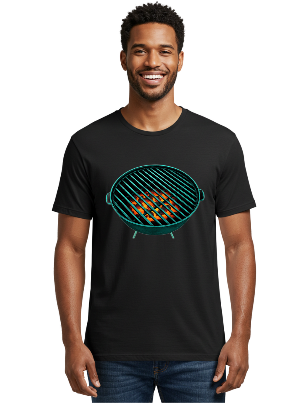 Charcoal-Grill-2 Men'S Graphic Tee, 100% Cotton, Comfortable Casual Summer Wear, Machine Washable, Barbecue Grill, Grill Grates, Burning Coals, Outdoor Cooking, Barbecue Accessories, Grill Marks, Cooking Grill, Grill Surface, Bab725