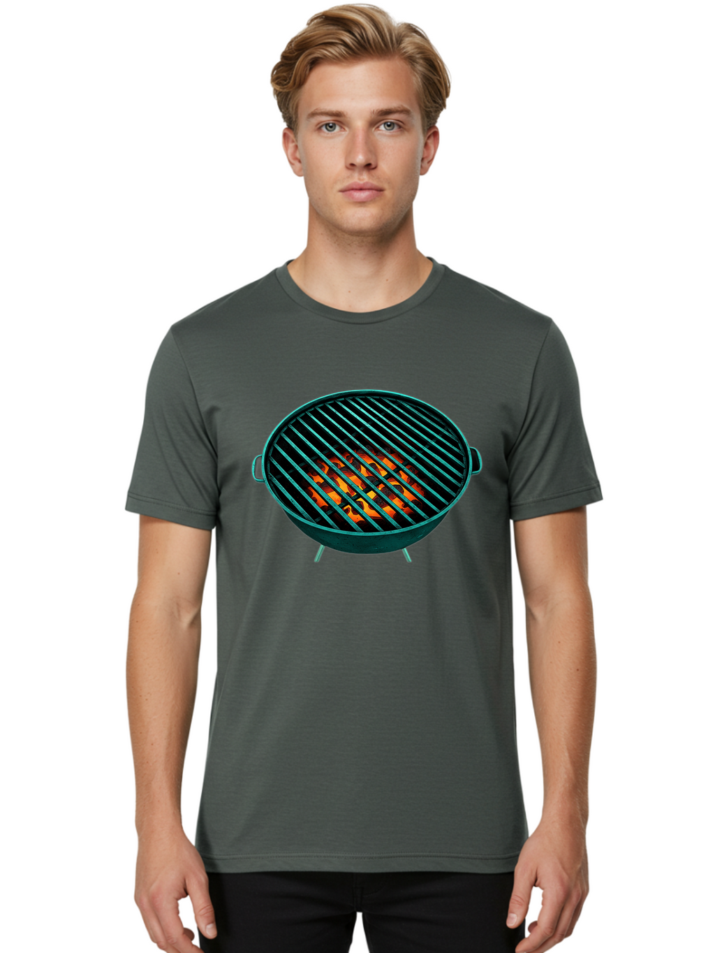 Charcoal-Grill-2 Men'S Graphic Tee, 100% Cotton, Comfortable Casual Summer Wear, Machine Washable, Barbecue Grill, Grill Grates, Burning Coals, Outdoor Cooking, Barbecue Accessories, Grill Marks, Cooking Grill, Grill Surface, Bab725