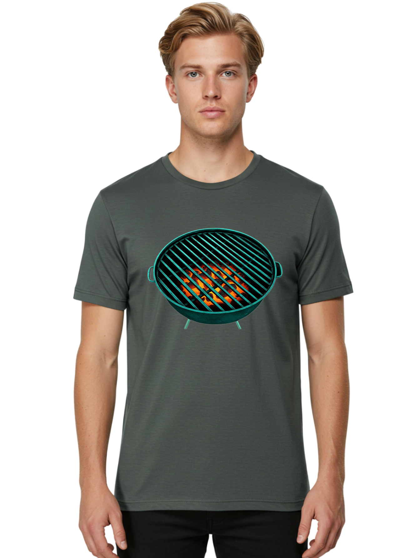 Charcoal-Grill-2 Men'S Graphic Tee, 100% Cotton, Comfortable Casual Summer Wear, Machine Washable, Barbecue Grill, Grill Grates, Burning Coals, Outdoor Cooking, Barbecue Accessories, Grill Marks, Cooking Grill, Grill Surface, Bab725