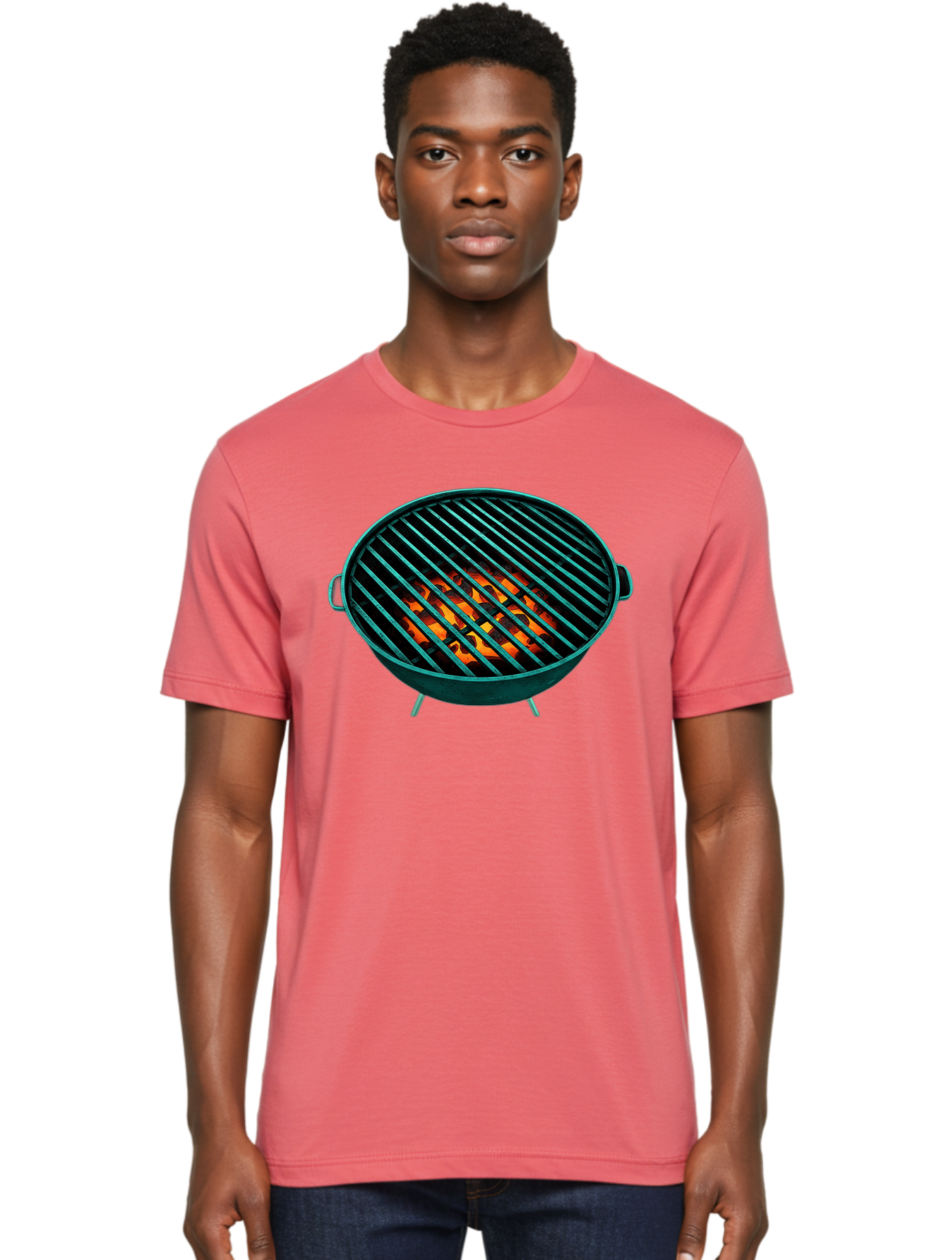 Charcoal-Grill-2 Men'S Graphic Tee, 100% Cotton, Comfortable Casual Summer Wear, Machine Washable, Barbecue Grill, Grill Grates, Burning Coals, Outdoor Cooking, Barbecue Accessories, Grill Marks, Cooking Grill, Grill Surface, Bab725