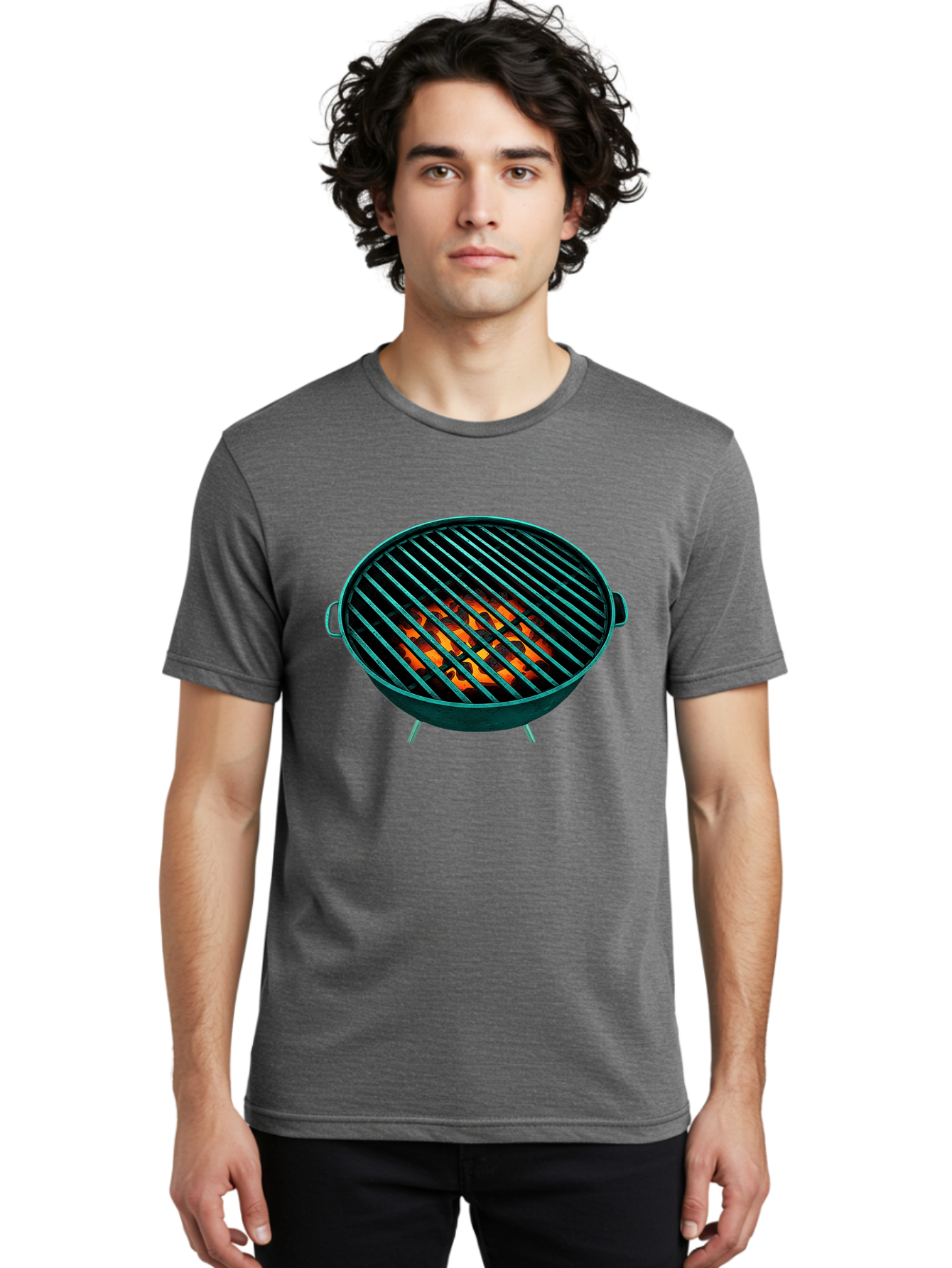 Charcoal-Grill-2 Men'S Graphic Tee, 100% Cotton, Comfortable Casual Summer Wear, Machine Washable, Barbecue Grill, Grill Grates, Burning Coals, Outdoor Cooking, Barbecue Accessories, Grill Marks, Cooking Grill, Grill Surface, Bab725