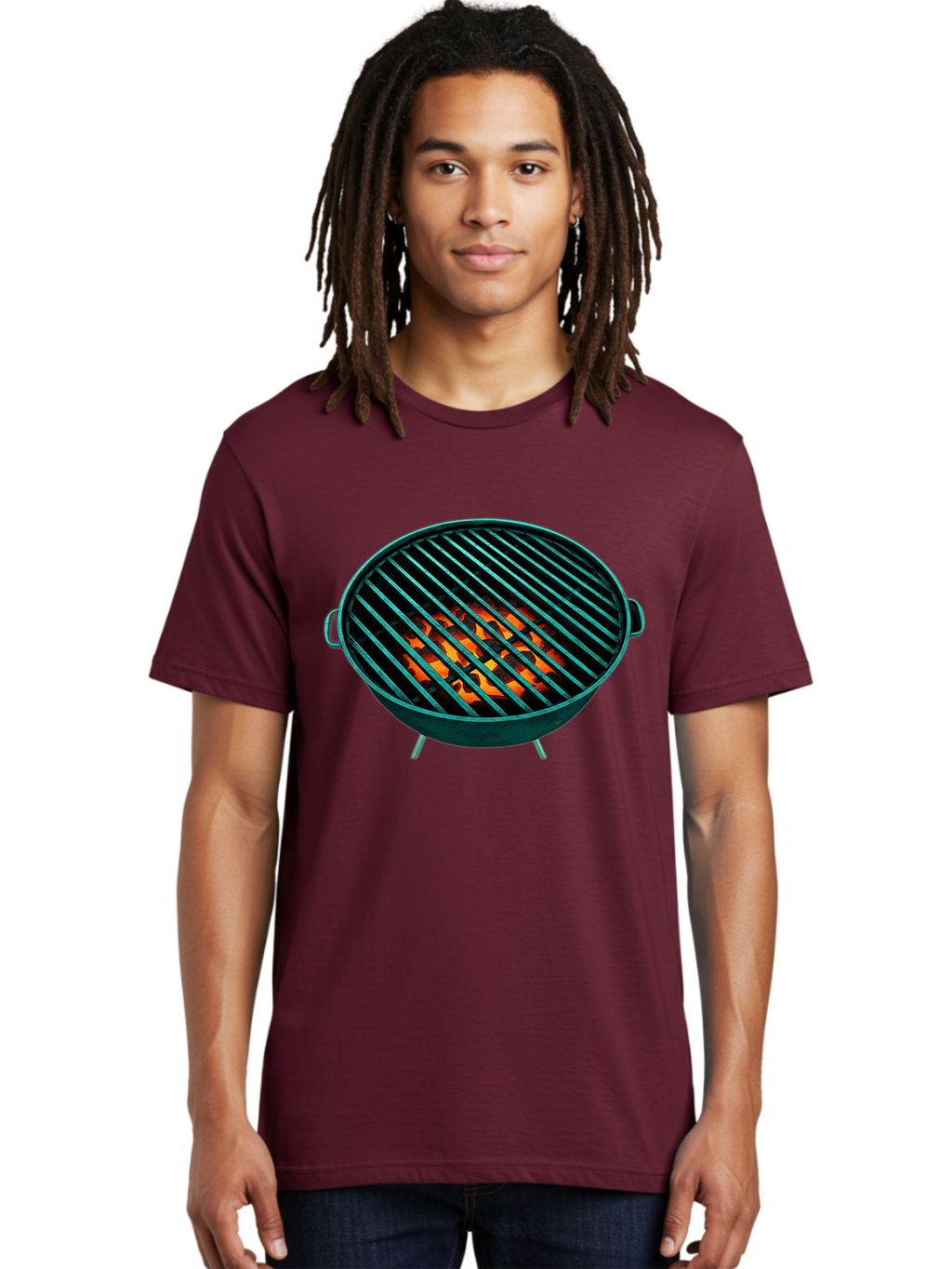 Charcoal-Grill-2 Men'S Graphic Tee, 100% Cotton, Comfortable Casual Summer Wear, Machine Washable, Barbecue Grill, Grill Grates, Burning Coals, Outdoor Cooking, Barbecue Accessories, Grill Marks, Cooking Grill, Grill Surface, Bab725