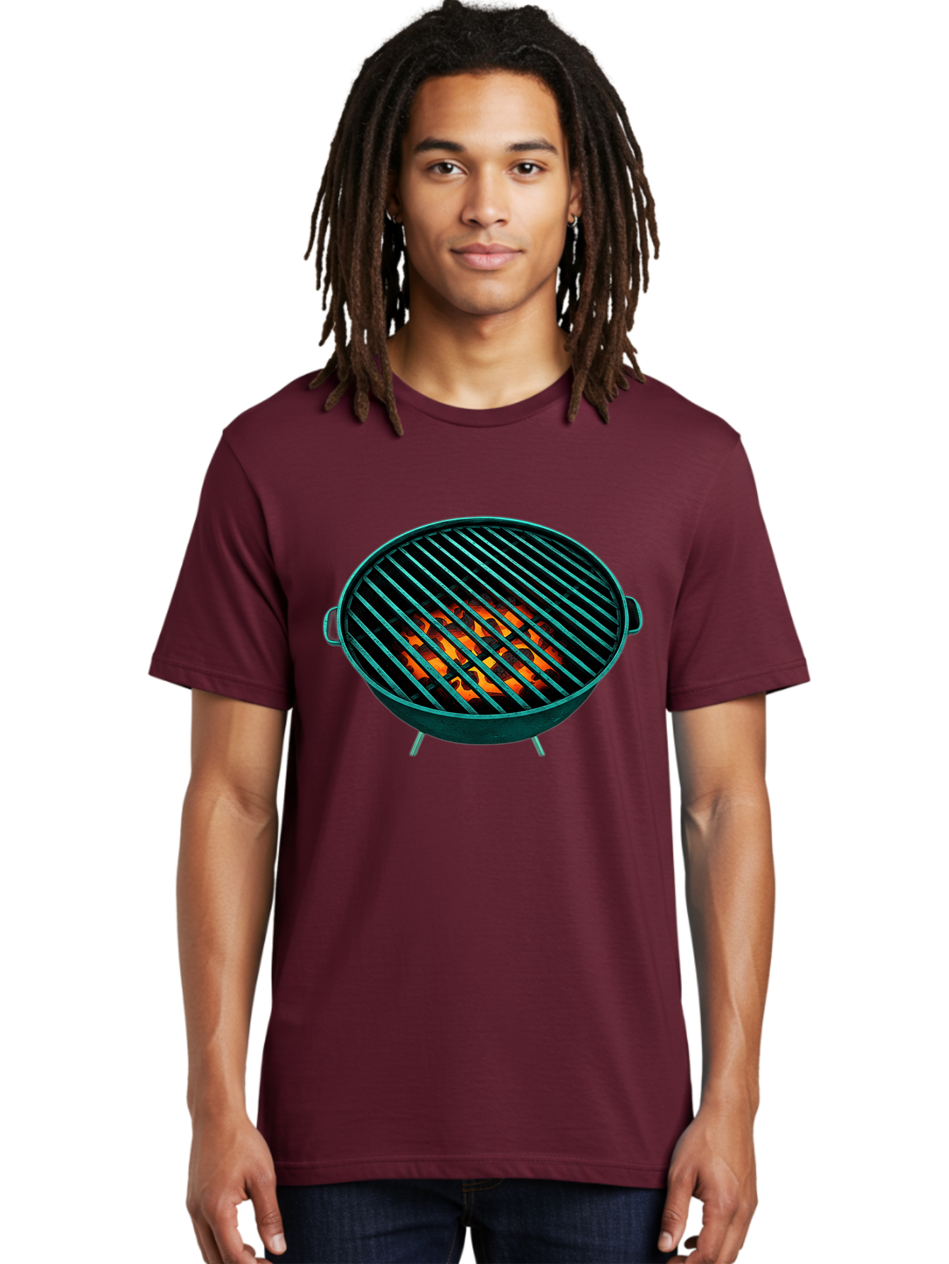 Charcoal-Grill-2 Men'S Graphic Tee, 100% Cotton, Comfortable Casual Summer Wear, Machine Washable, Barbecue Grill, Grill Grates, Burning Coals, Outdoor Cooking, Barbecue Accessories, Grill Marks, Cooking Grill, Grill Surface, Bab725